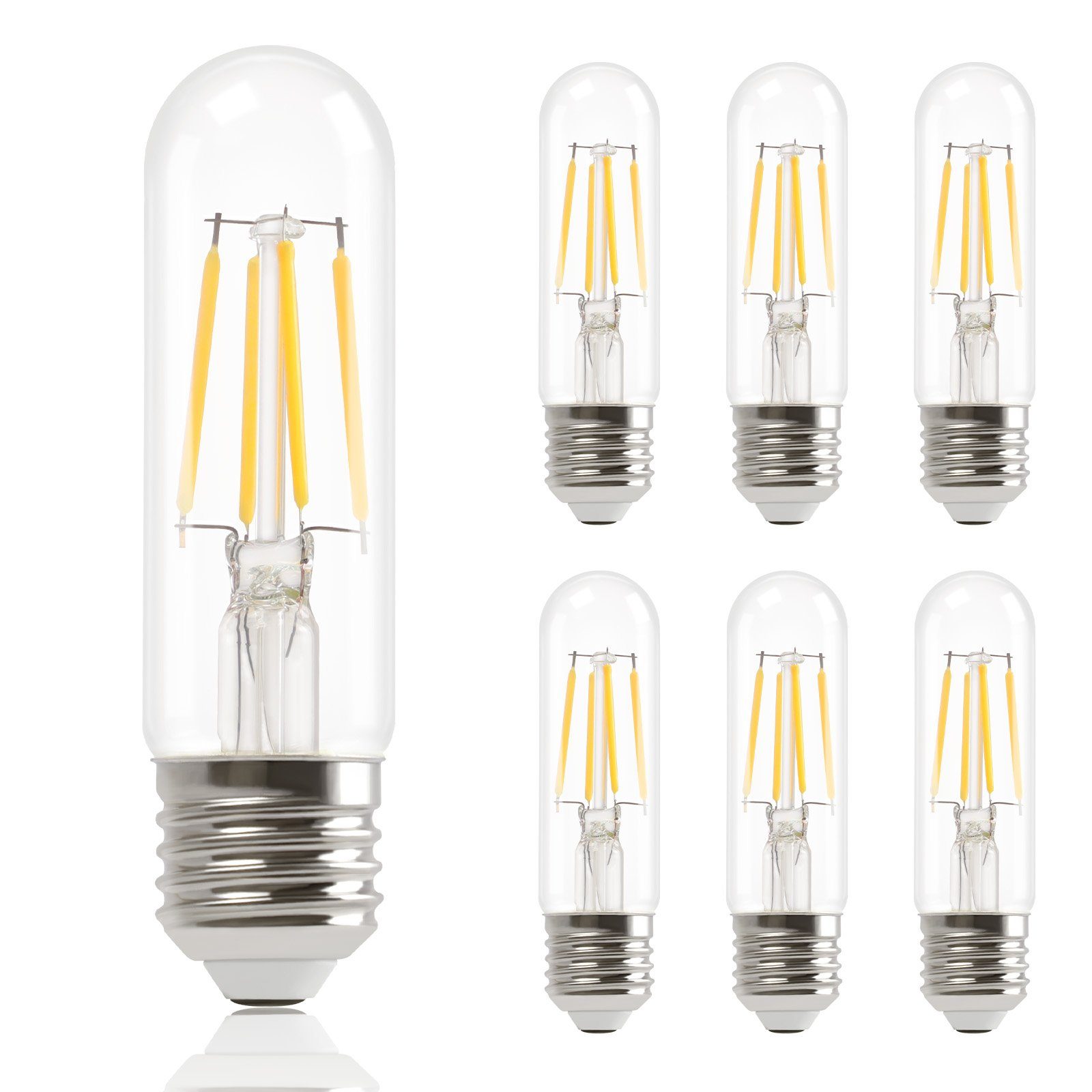ZMH LED-Leuchtmittel Warmweiß 4W lampe Glühbirnen Vintage Lampe Birnen Schlafzimmer, E27, 6 St., 2700k, T30 LED Lampe Retro Filament Energiesparlampe Nicht Dimmbar