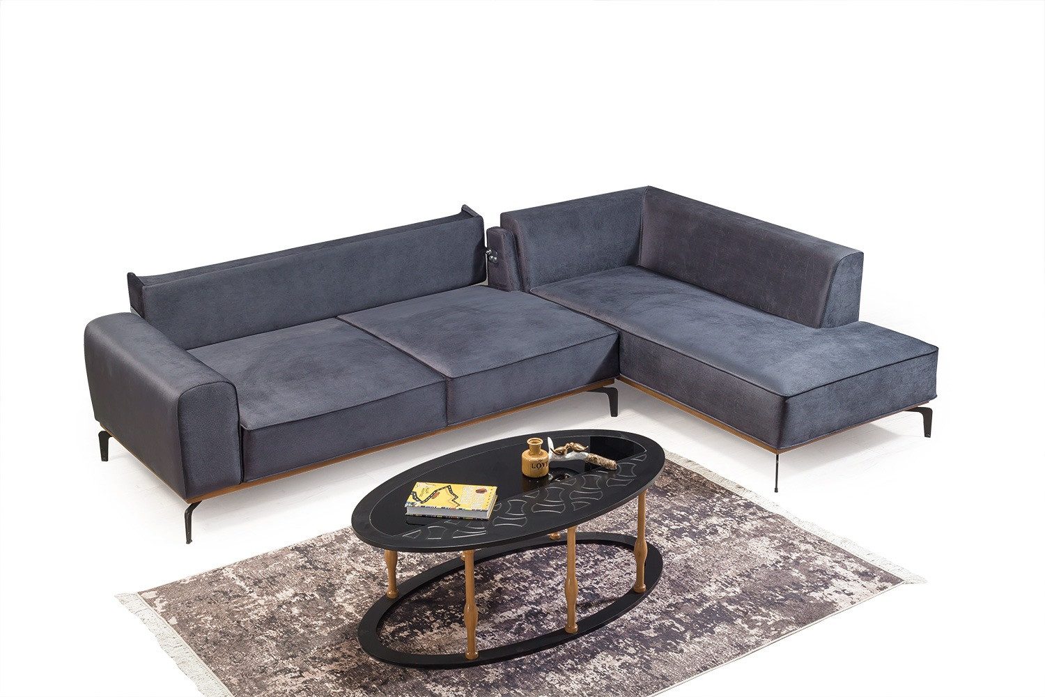 Viva Möbel Sofa RUBY, L295 x R195 cm Ottomane rechts, Luxuriöses Ecksofa mit erstklassigem Komfort.