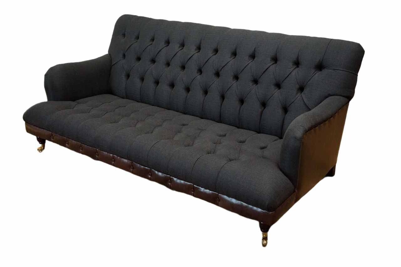 Sofa, JVmoebel Chesterfield Polster Dreisitzer in Luxus Made Europe Schwarzer Sofa Couch