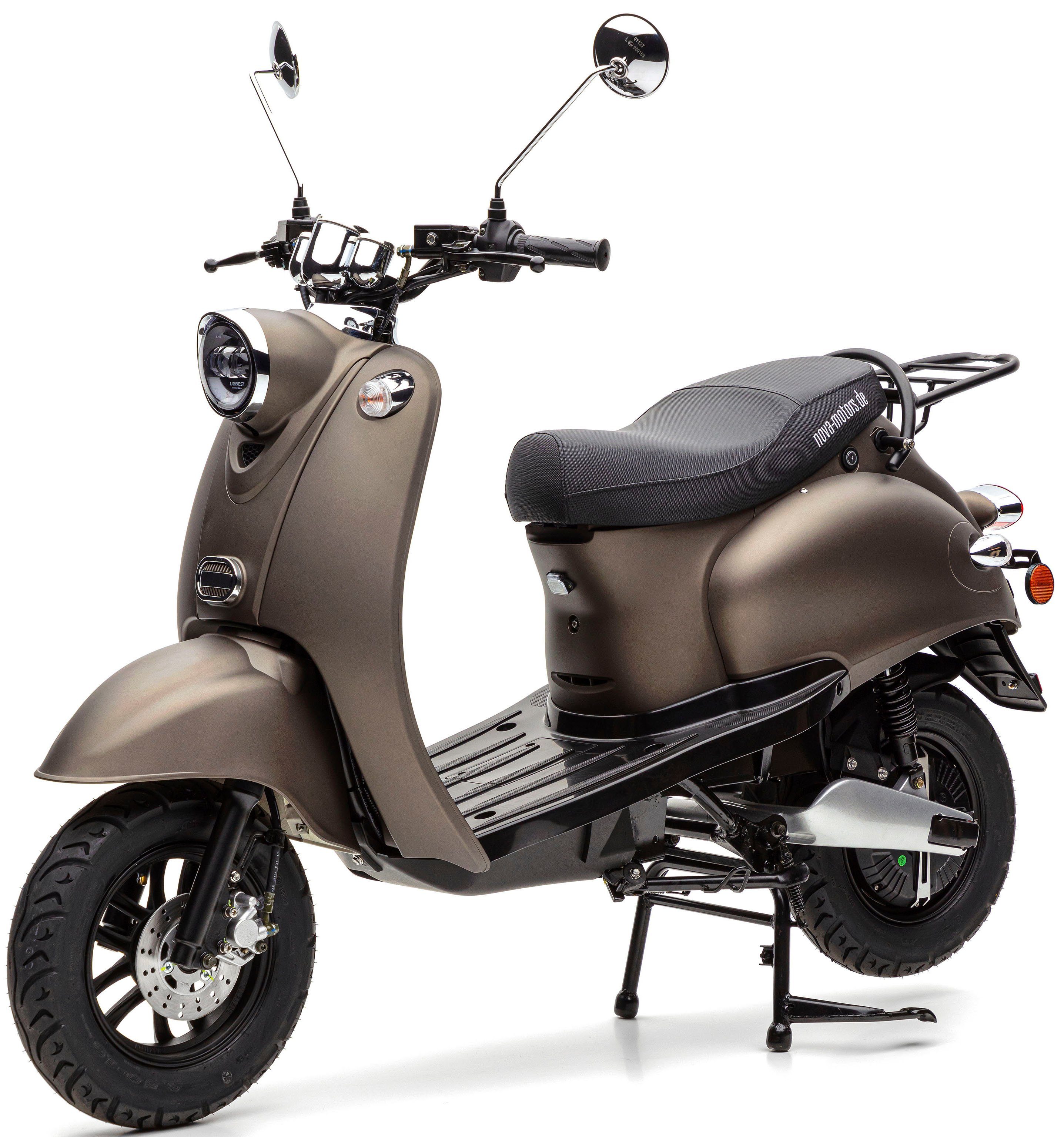 Nova Motors E-Motorroller eRetro Star Li, 2000 W, 45 km/h, bis zu 40 km Reichweite, härteverstellbare Dual-Stoßdämpfer hinten