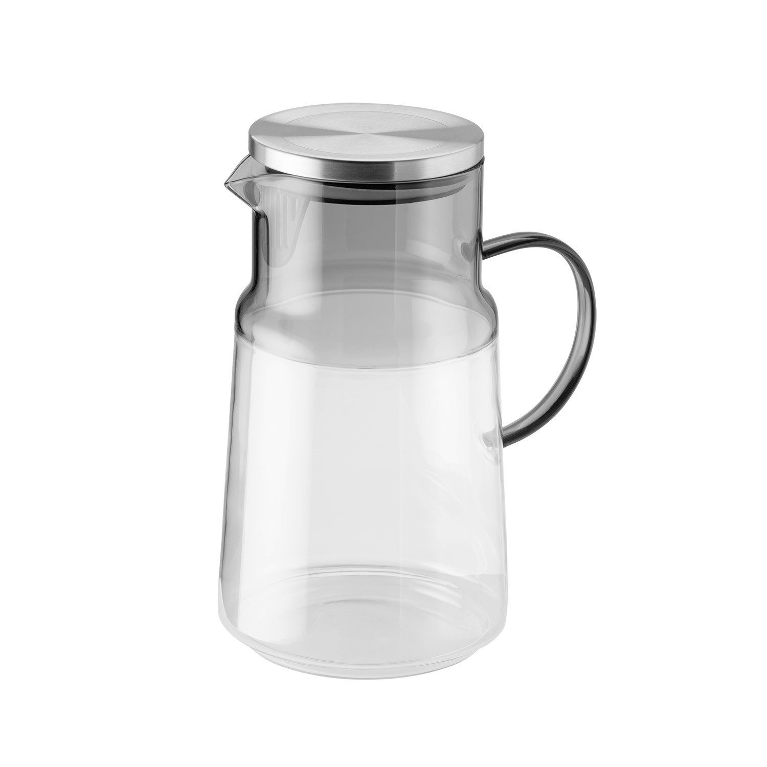 APS Kanne Ø 13 cm, H: 23 cm, 2 Liter, Glas, Polypropylen, Silikon, 2 l, (1-St), Deckel aus 18/8 Edelstahl