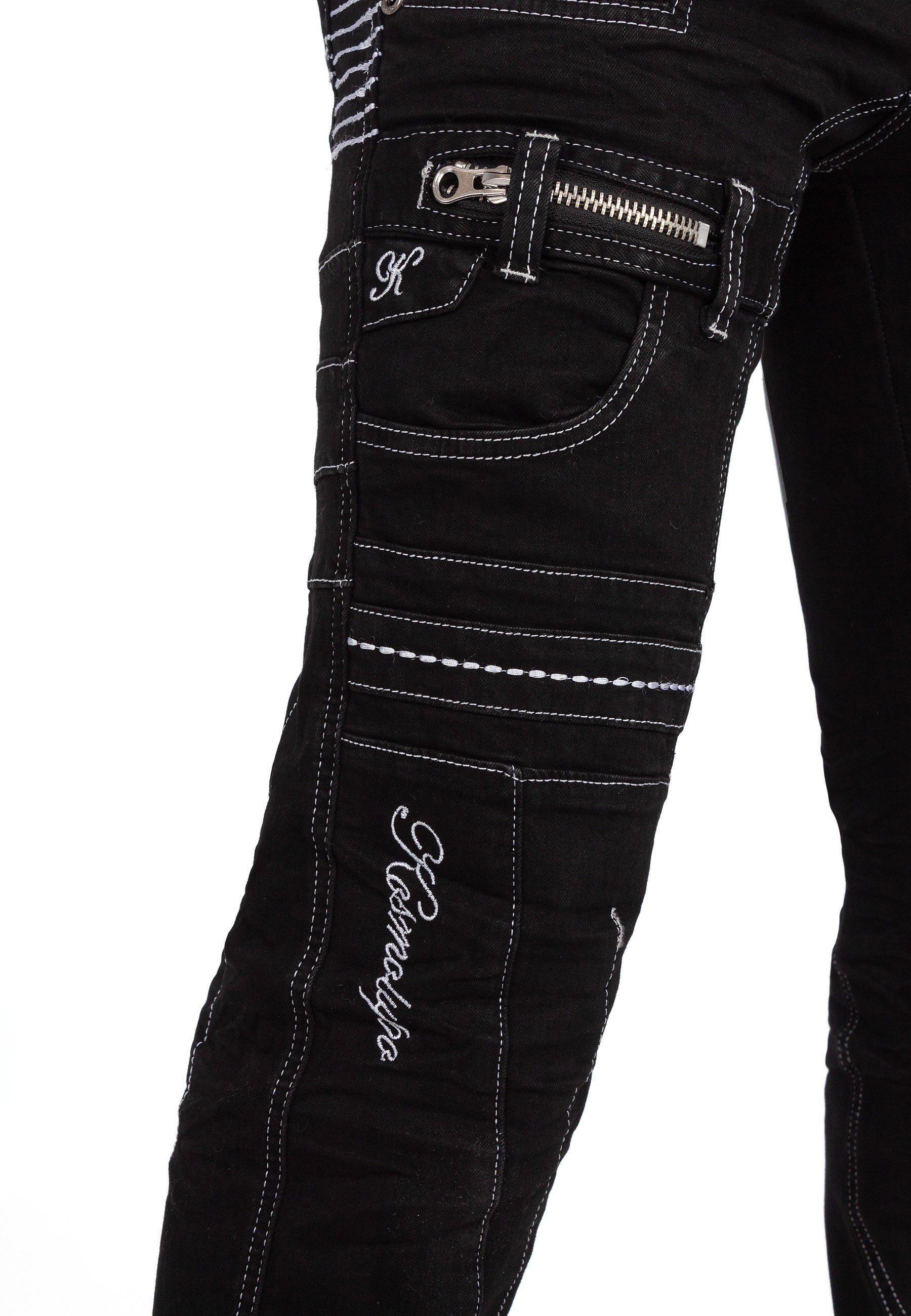 BA-KM020-1 Kosmo Auffällige Lupo Hose 5-Pocket-Jeans mit Herren aufgesetzten Applikationen