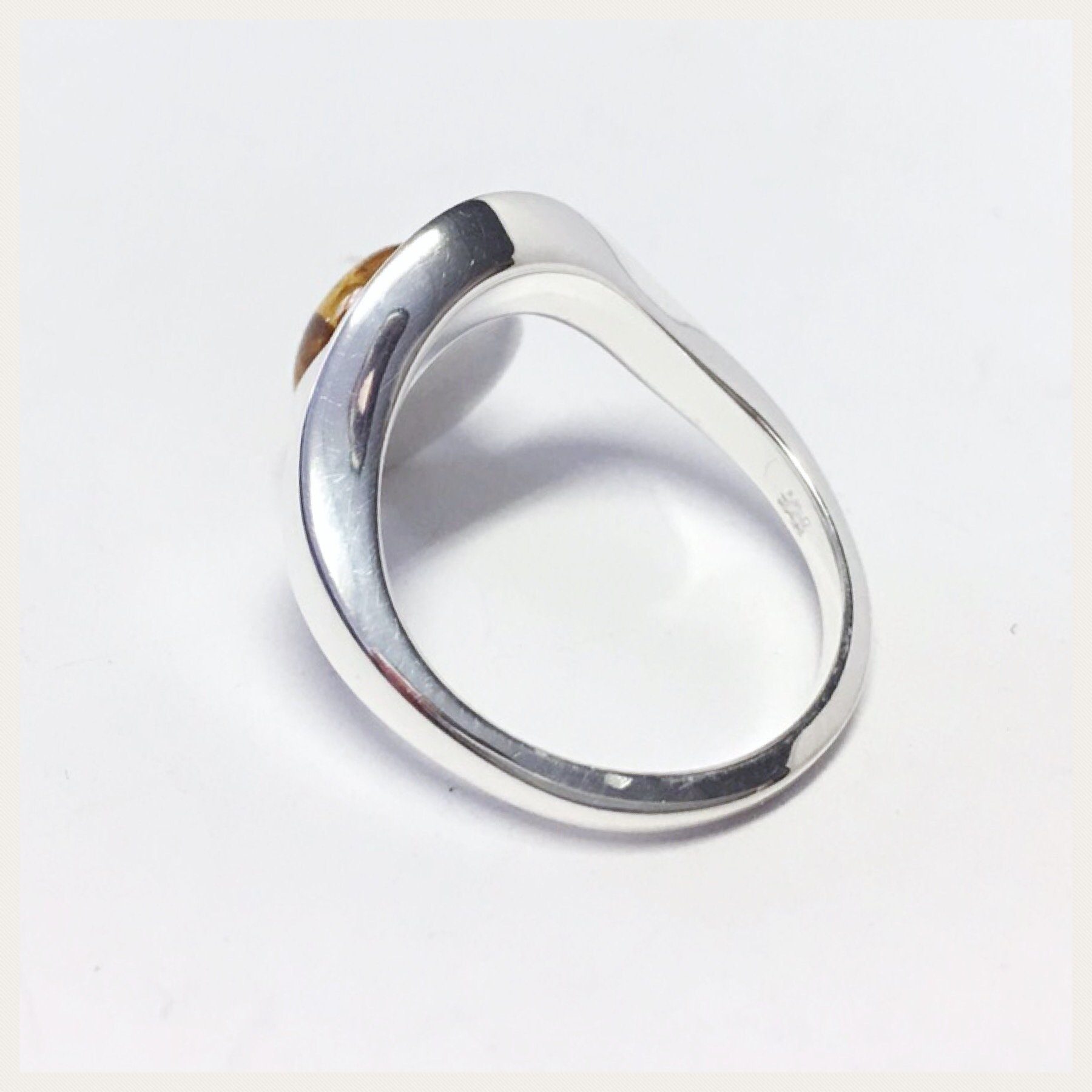 Edelschmiede925 Silberring Edelschmiede925 Silberring 925 mit braunem Bernstein oval Ringgröße 52