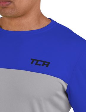 TCA Langarmshirt TCA Herren Langarm Laufshirt - Grau/Blau (1-tlg)
