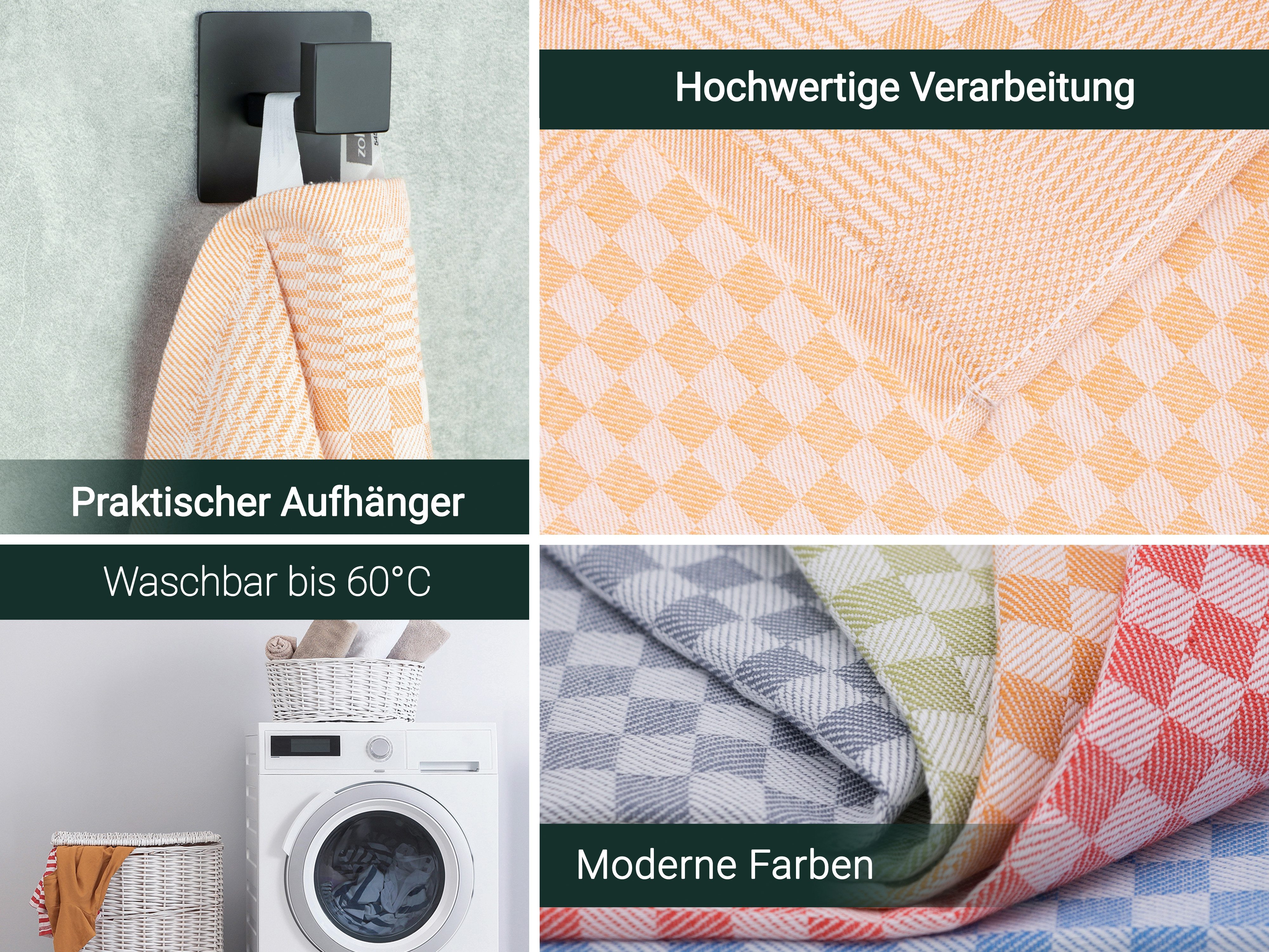 ZOLLNER Geschirrtuch, (Spar-Set, 5-tlg), 46 x 70 cm, 100% Baumwolle, vom Hotelwäschespezialisten