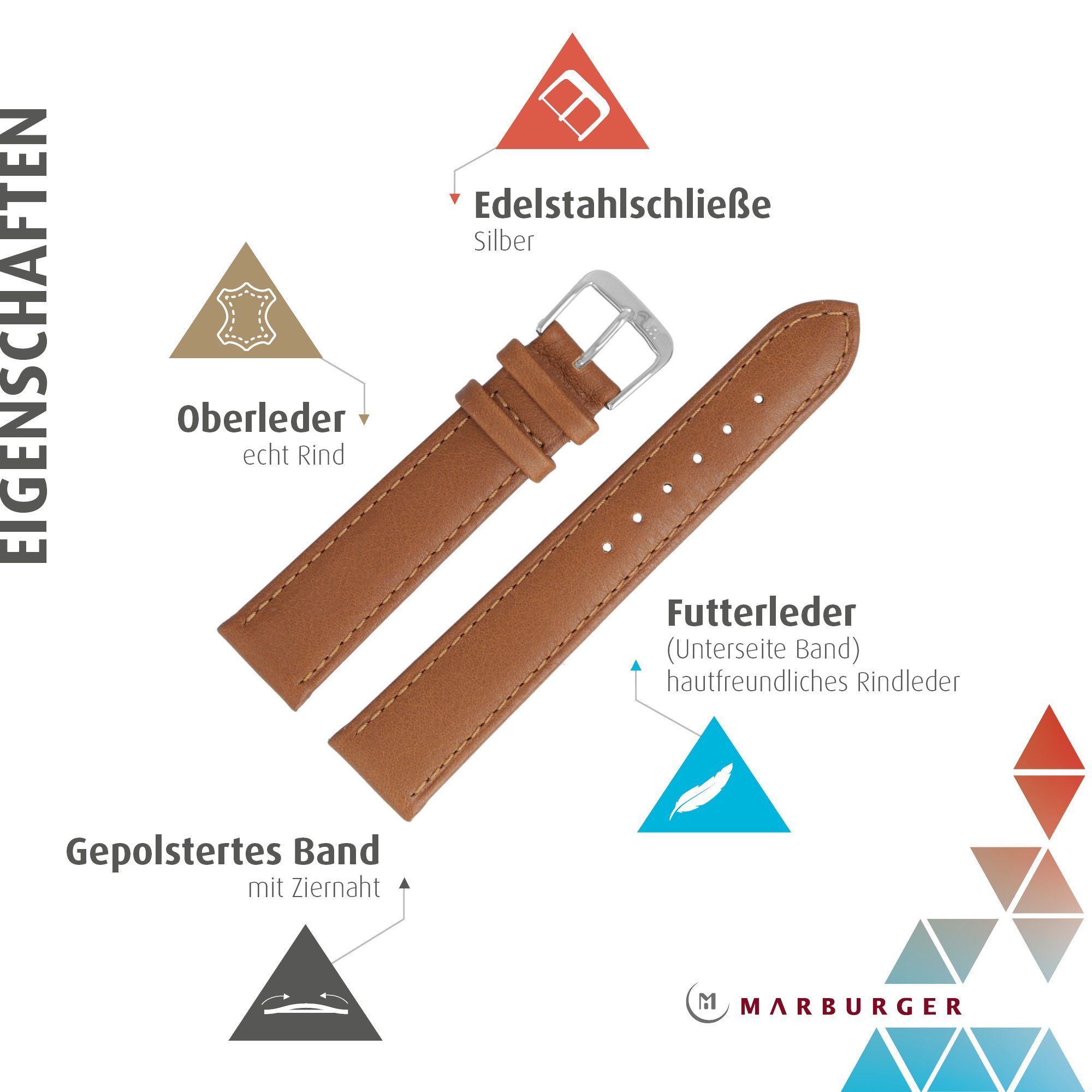 MARBURGER Uhrenarmband 16mm Leder günstig online kaufen