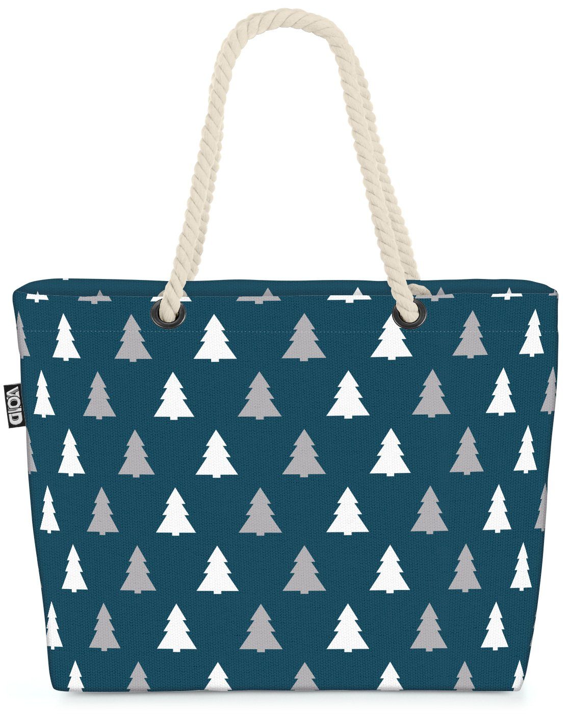 VOID Strandtasche (1-tlg), Wald Design Weiss Grau Beach Bag Geschenke Winter Weihnachten Norwegen Design B
