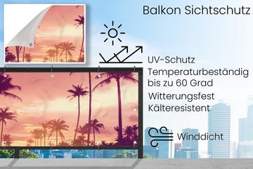MuchoWow Balkonsichtschutz Himmel - Palme - Abend - Natur - Tropisch (1-St) Balkonbanner, Sichtschutz für den Balkon, Robustes und wetterfest