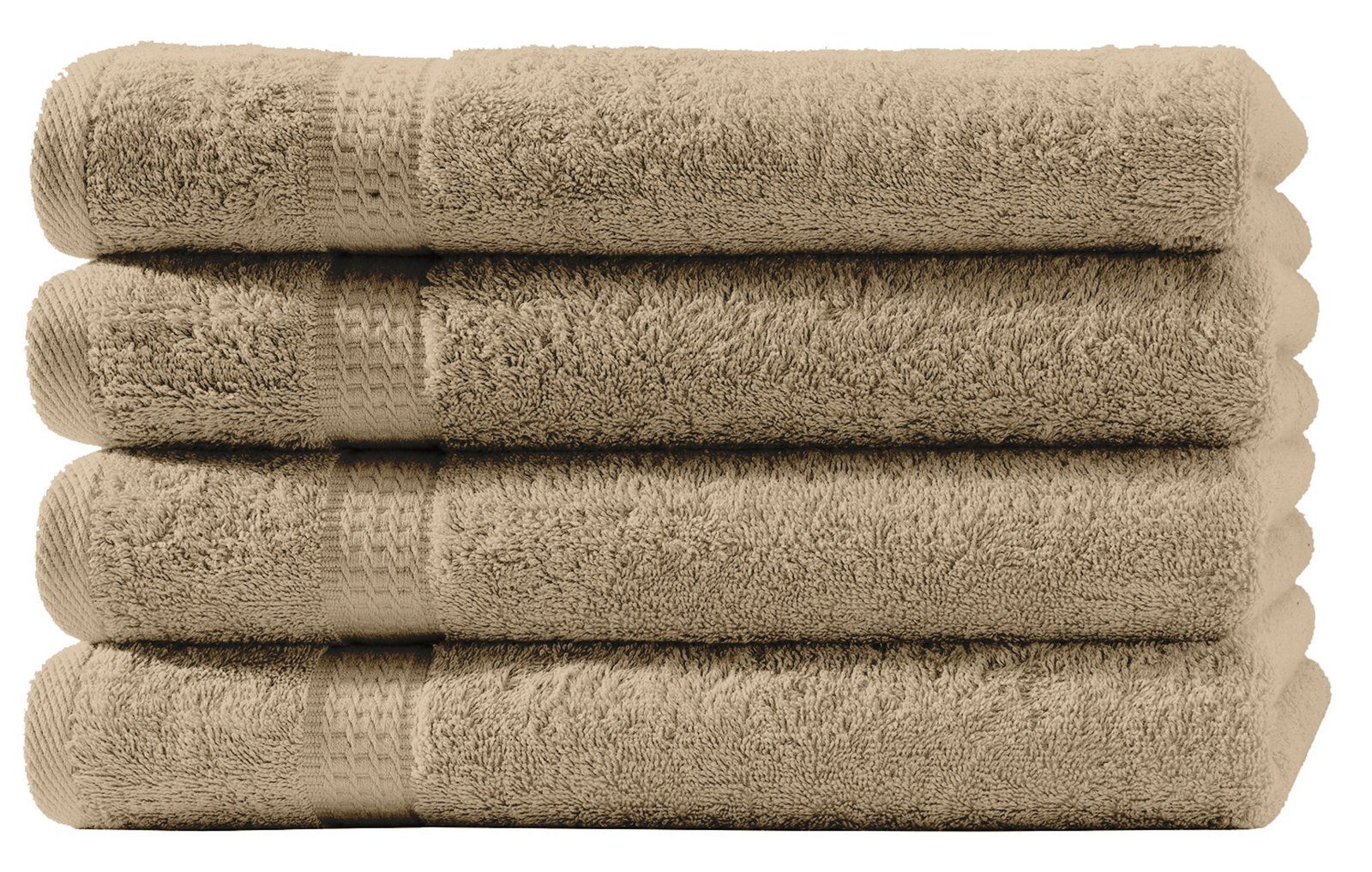 Frottee Bordüre, beige One (4-St), mit Royal, Home saugfähig Duschtücher