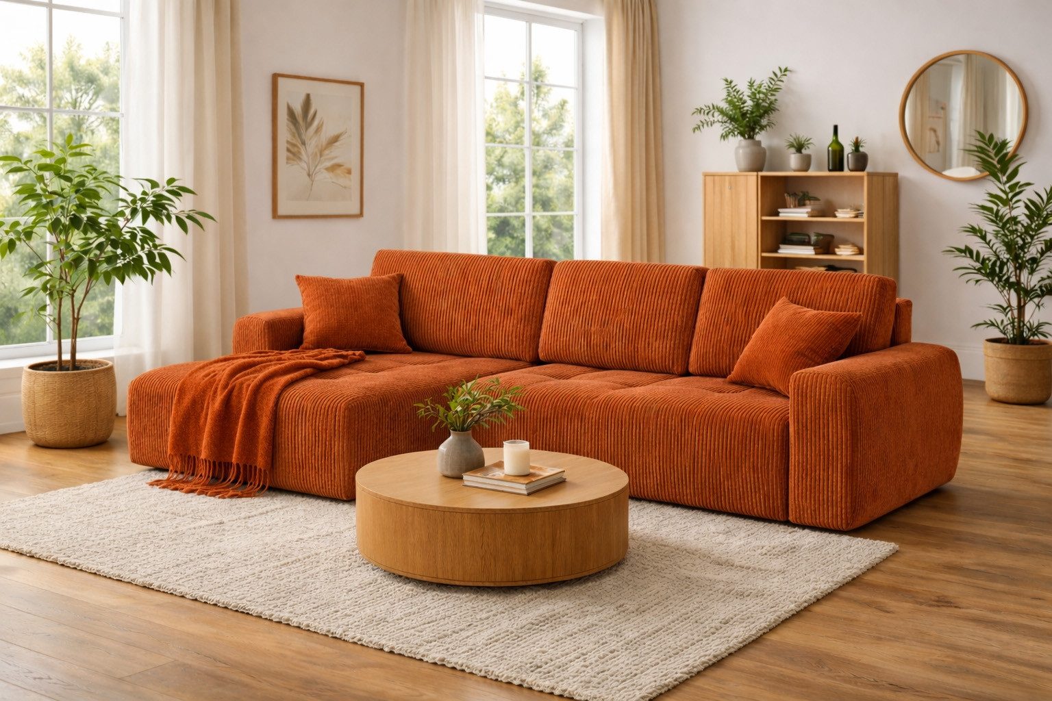 Kaiser Möbel Ecksofa mit Schlaffunktion und Bettkasten Ivo XL aus Cordstoff Poso, XL-Format,große Liegefläche,hoher Sitz- und Schlafkomfort