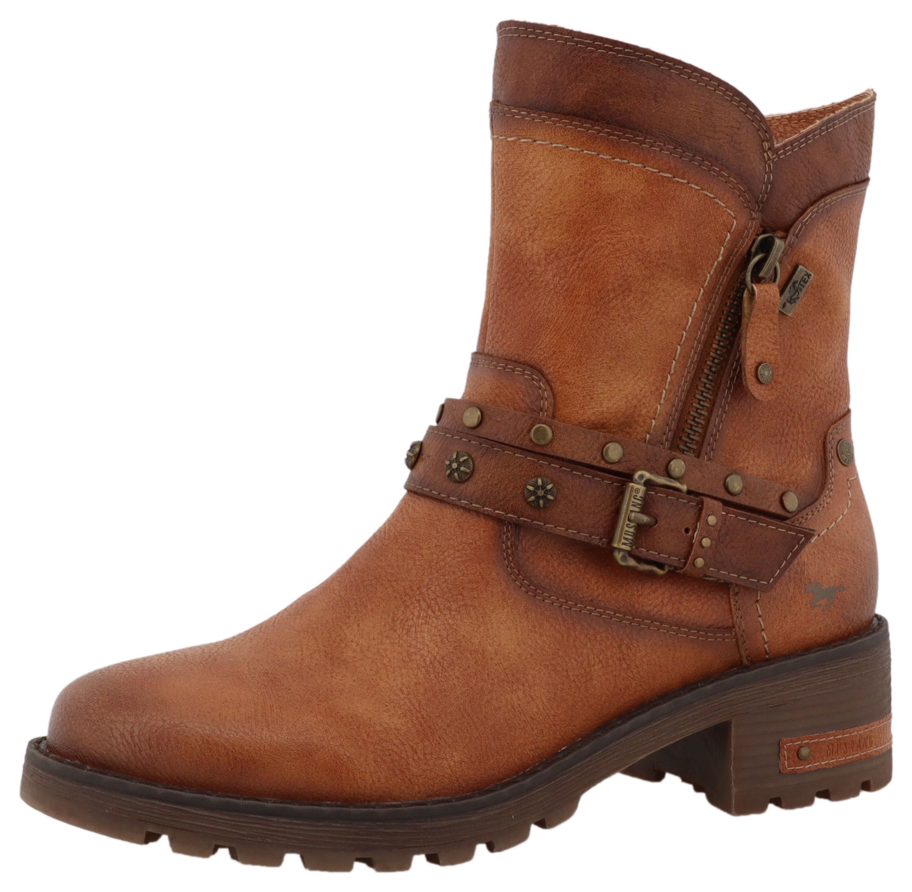 Mustang Shoes Haukea Winterboots Biker Boots mit Blockabsatz und TEX-Membra günstig online kaufen