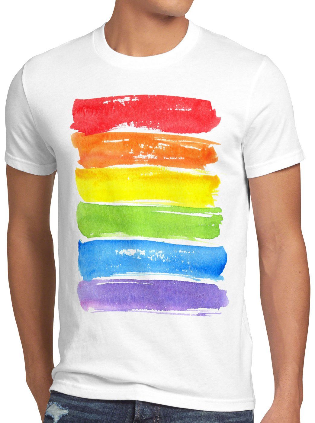Print-Shirt liebe style3 T-Shirt Herren toleranz Regenbogenflagge lgbt