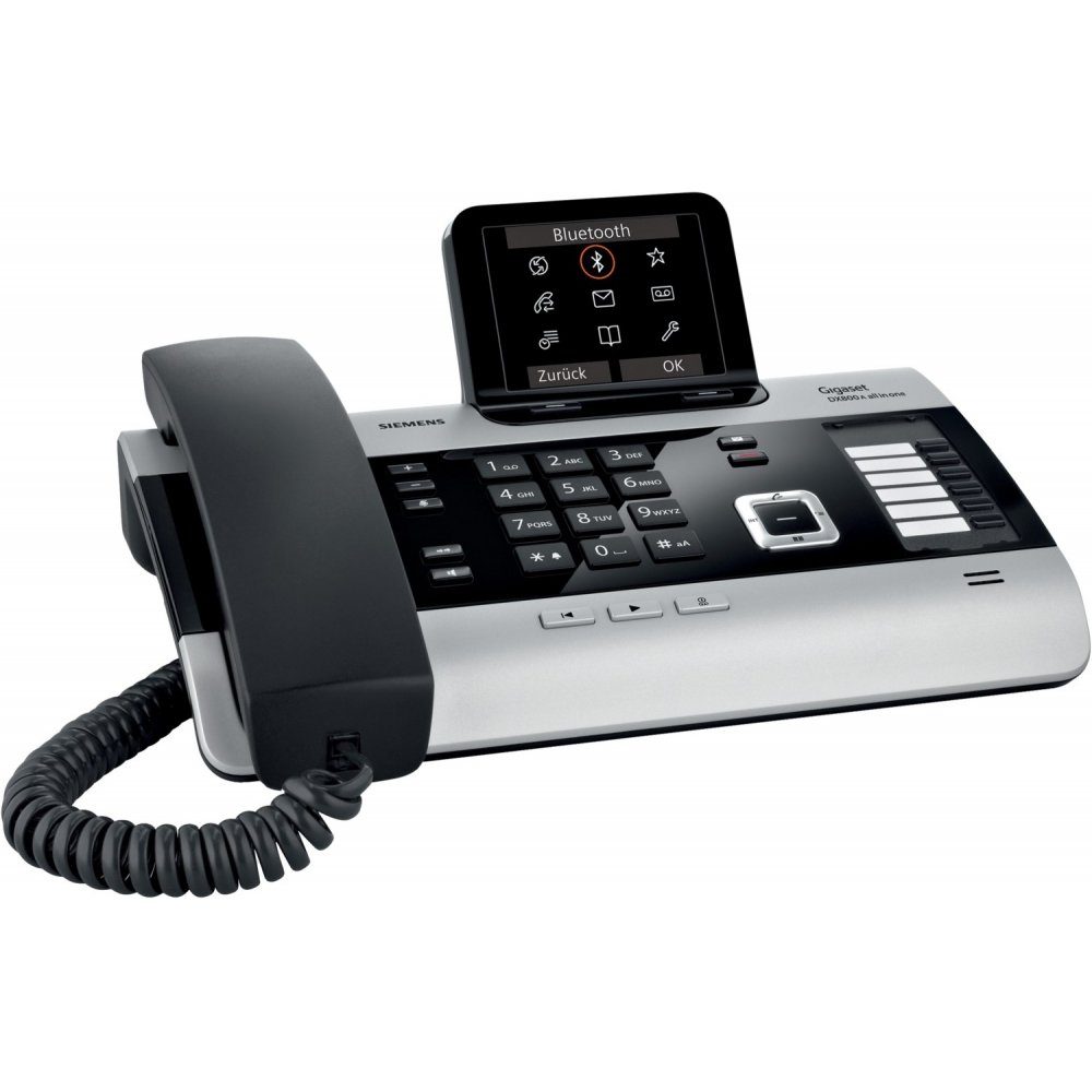 Gigaset Gigaset DX800A Schnurgebundenes All-In-One für Integrierte DECT-ISDN Telefon (Internet-Telefonie & & Bluetooth-Funktionalität Telefon ISDN-Anschluss Bluetooth DECT- Geräte), 6