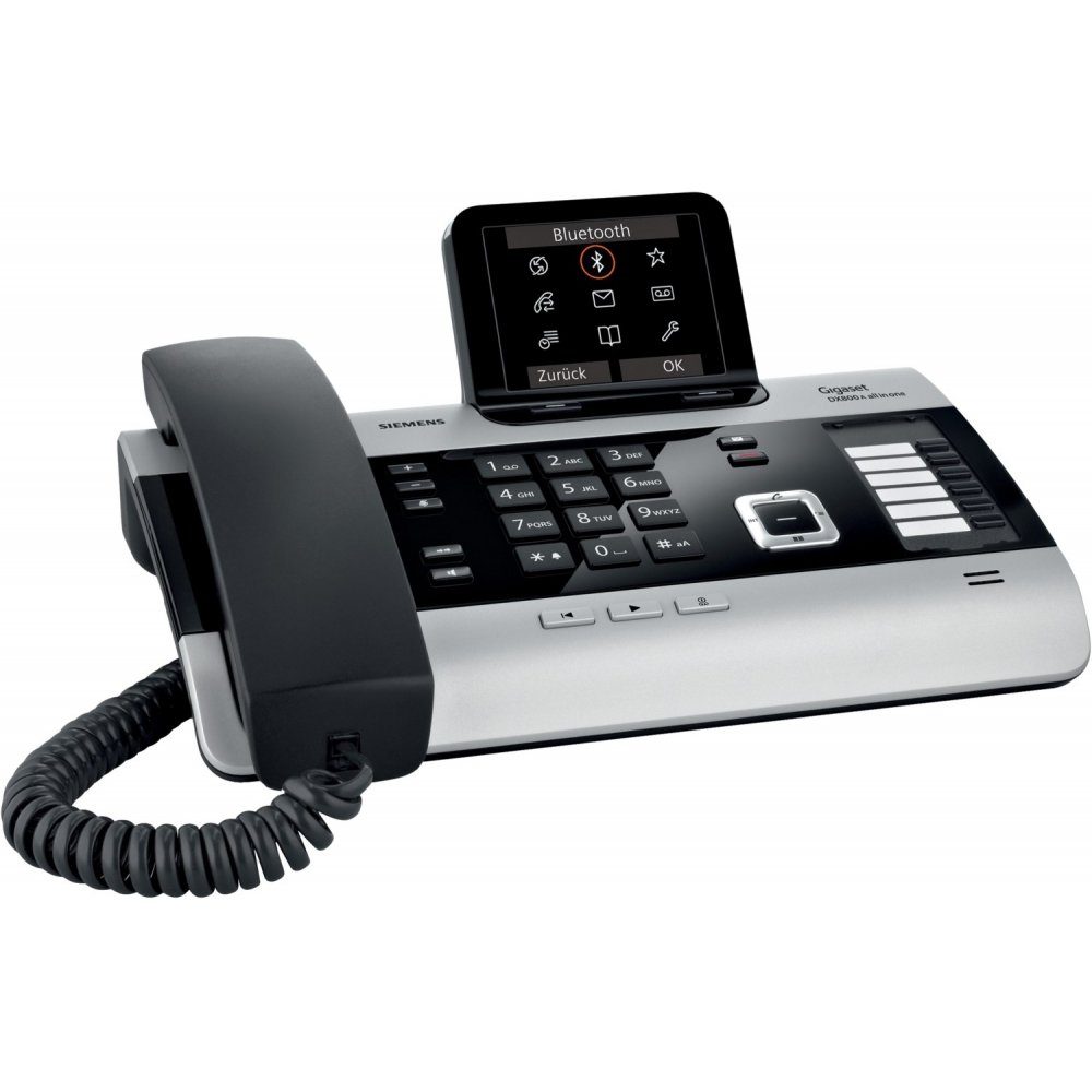 Gigaset Gigaset DX800A Schnurgebundenes All-In-One DECT-ISDN Telefon DECT- Telefon (Internet-Telefonie & Bluetooth & ISDN-Anschluss für 6 Geräte),  Integrierte Bluetooth-Funktionalität