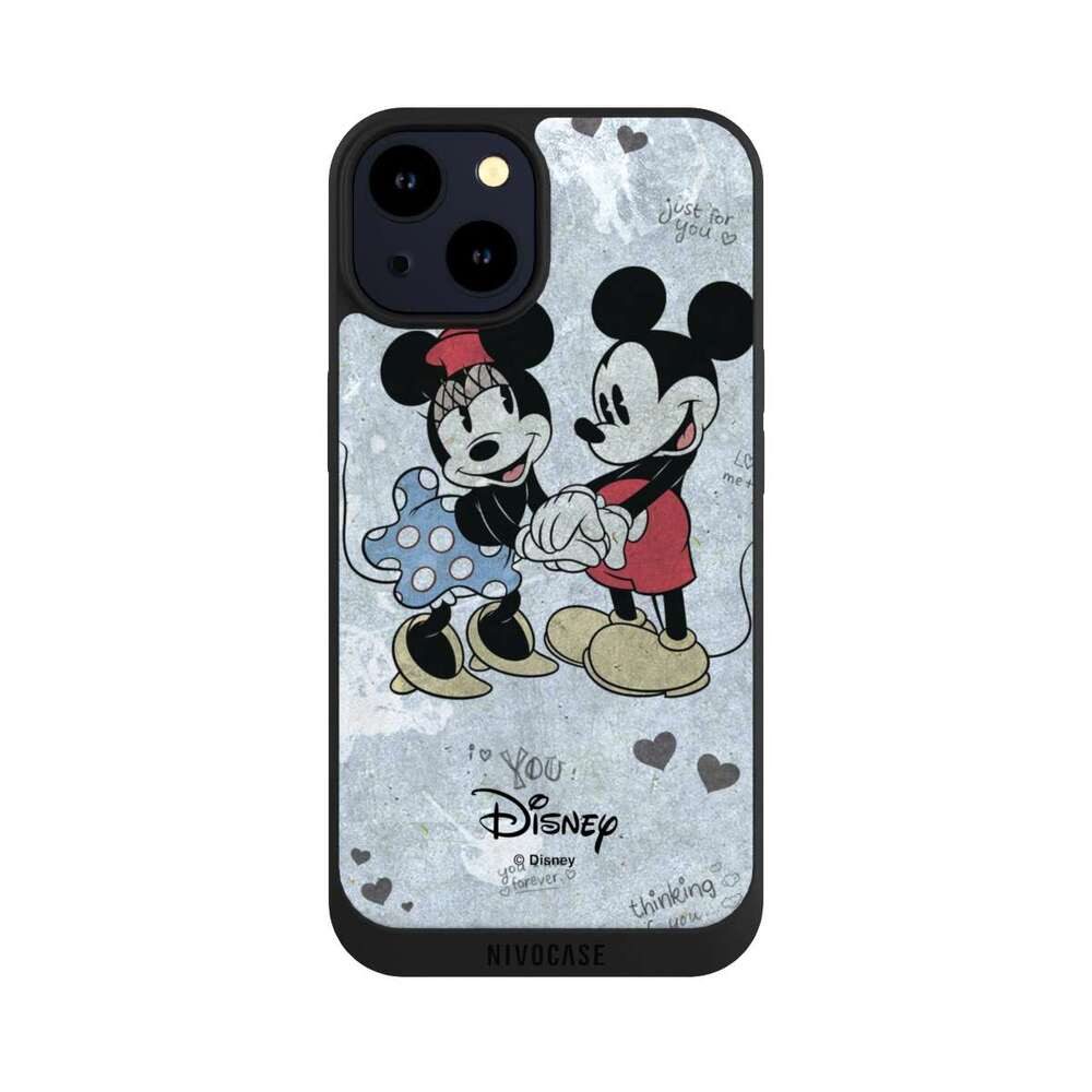 NIVOCASE Handyhülle Disney Vintage Mickey&Minnie In Love, Apple iPhone 14 Handyhülle Hülle NIVOpure Case Schwarz