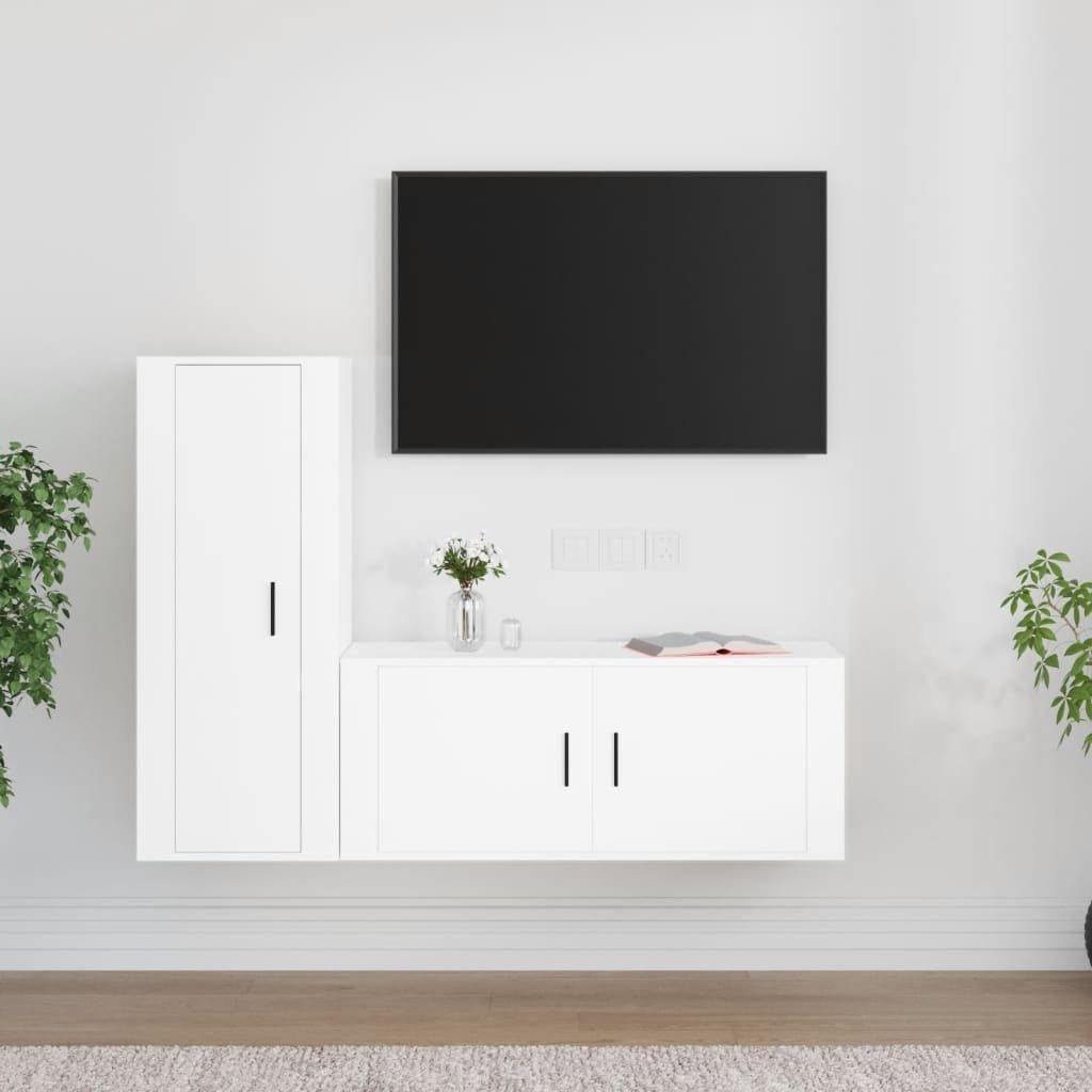Ausverkauf und kostenloser Versand vidaXL TV-Schrank 2-tlg. TV-Schrank-Set Weiß Holzwerkstoff (2-St)