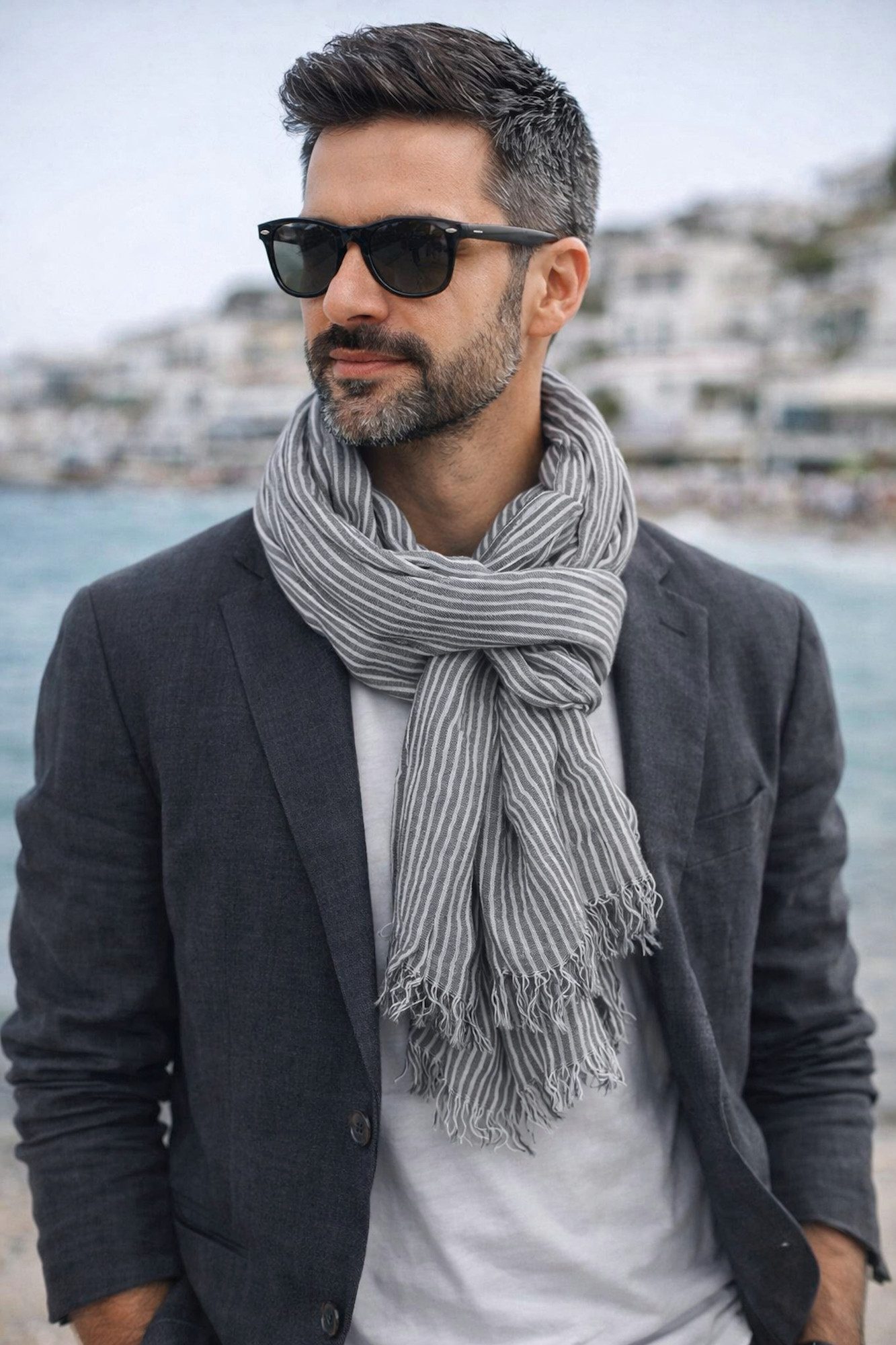 Ella Jonte Modeschal, 100% Baumwolle – Leichter Sommerschal mit maritimen Streifen