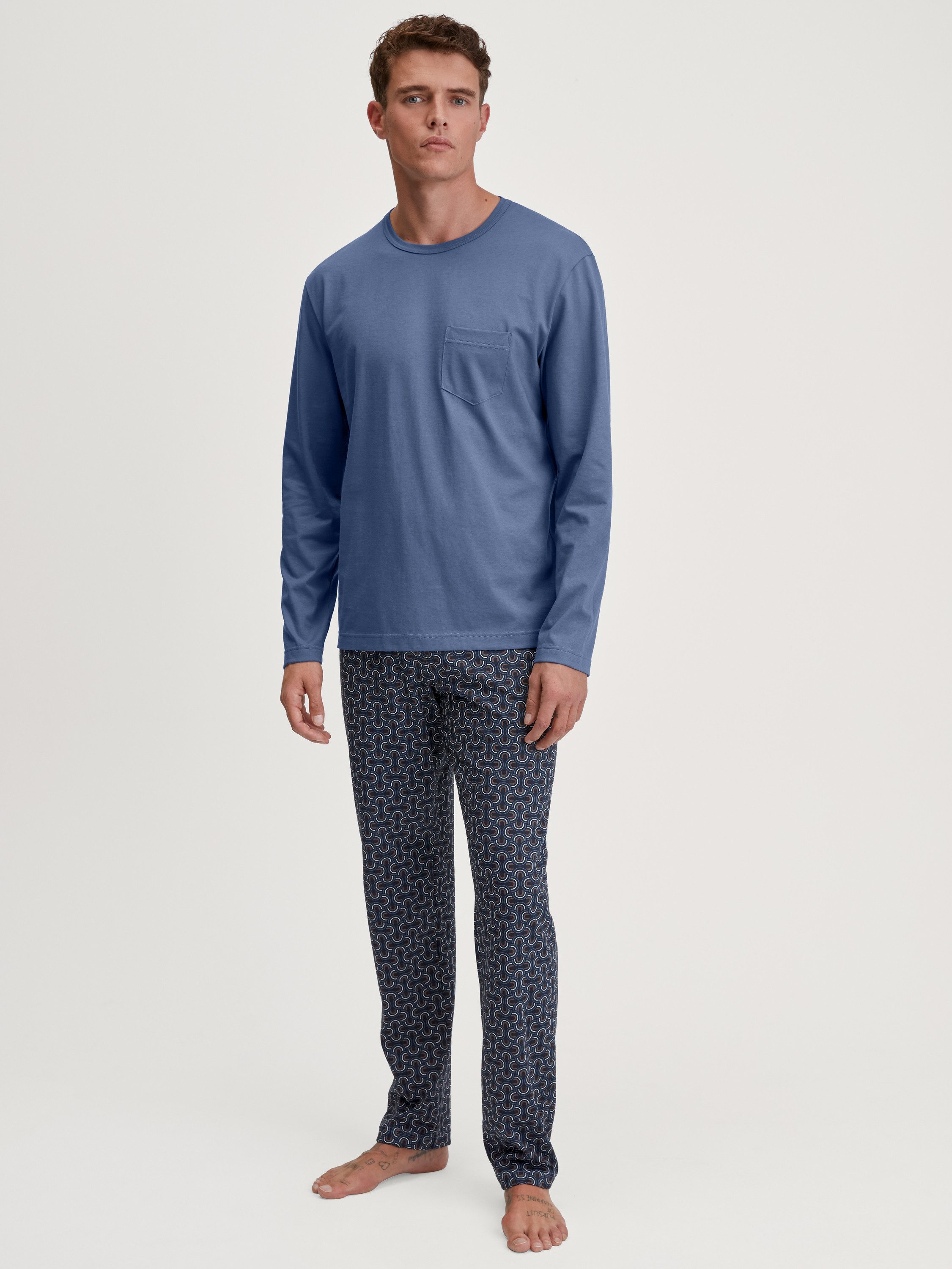 CALIDA Pyjama Relax Imprint Herren (2 tlg) 100% Baumwolle, pflegeleicht, elastisch & formstabil, in Single Jersey
