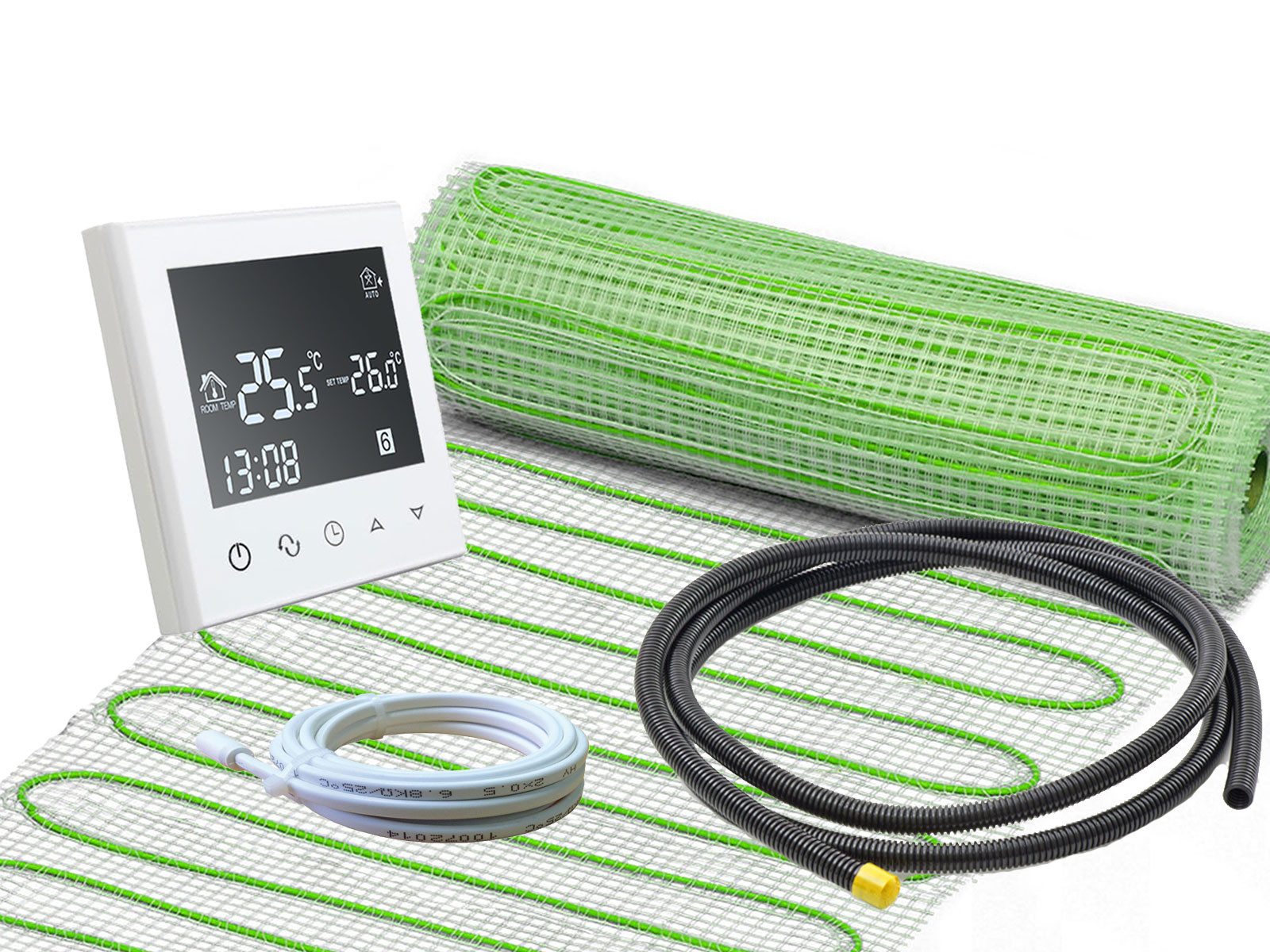 ewdirekt Fußbodenheizung UltraPro 160 für Fliesen mit Thermostat RT-50 weiß
