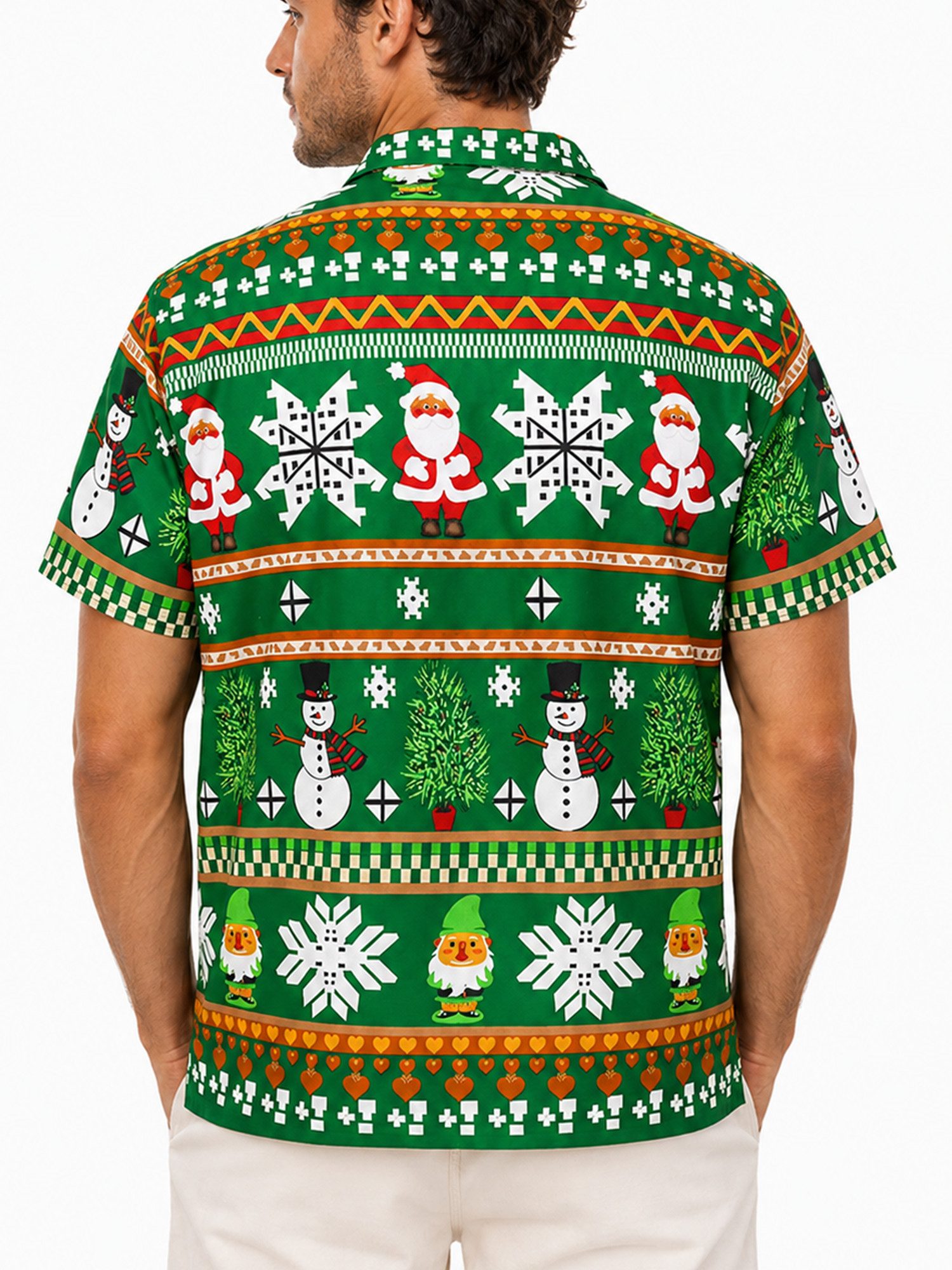King Kameha Hawaiihemd "Christmas Rows" Funky Hawaii-Hemd Kurzarm Front-Tasche Unisex – Bild 4 von 5