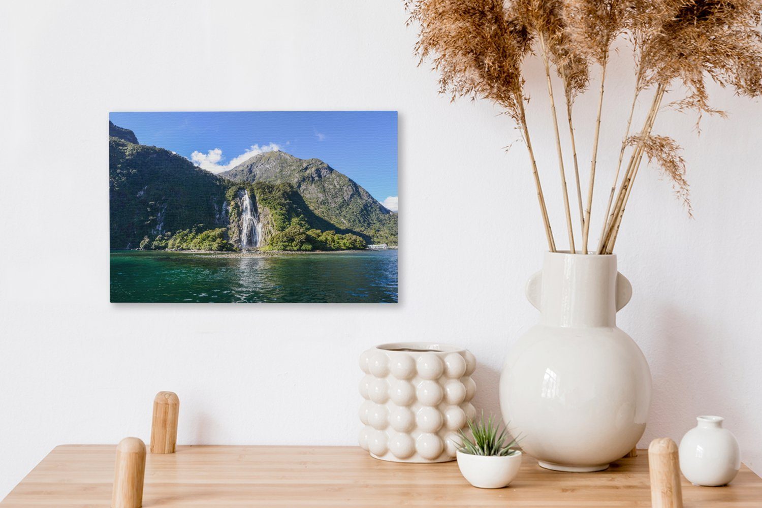 im Leinwandbild St), in Wandbild OneMillionCanvasses® Leinwandbilder, Wasserfälle cm Fiordland-Nationalpark Aufhängefertig, Neuseeland, Wanddeko, (1 30x20