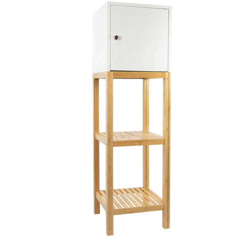 osoltus Badregal osoltus Badschrank Badregal 114cm Kobe Bambus / weiß