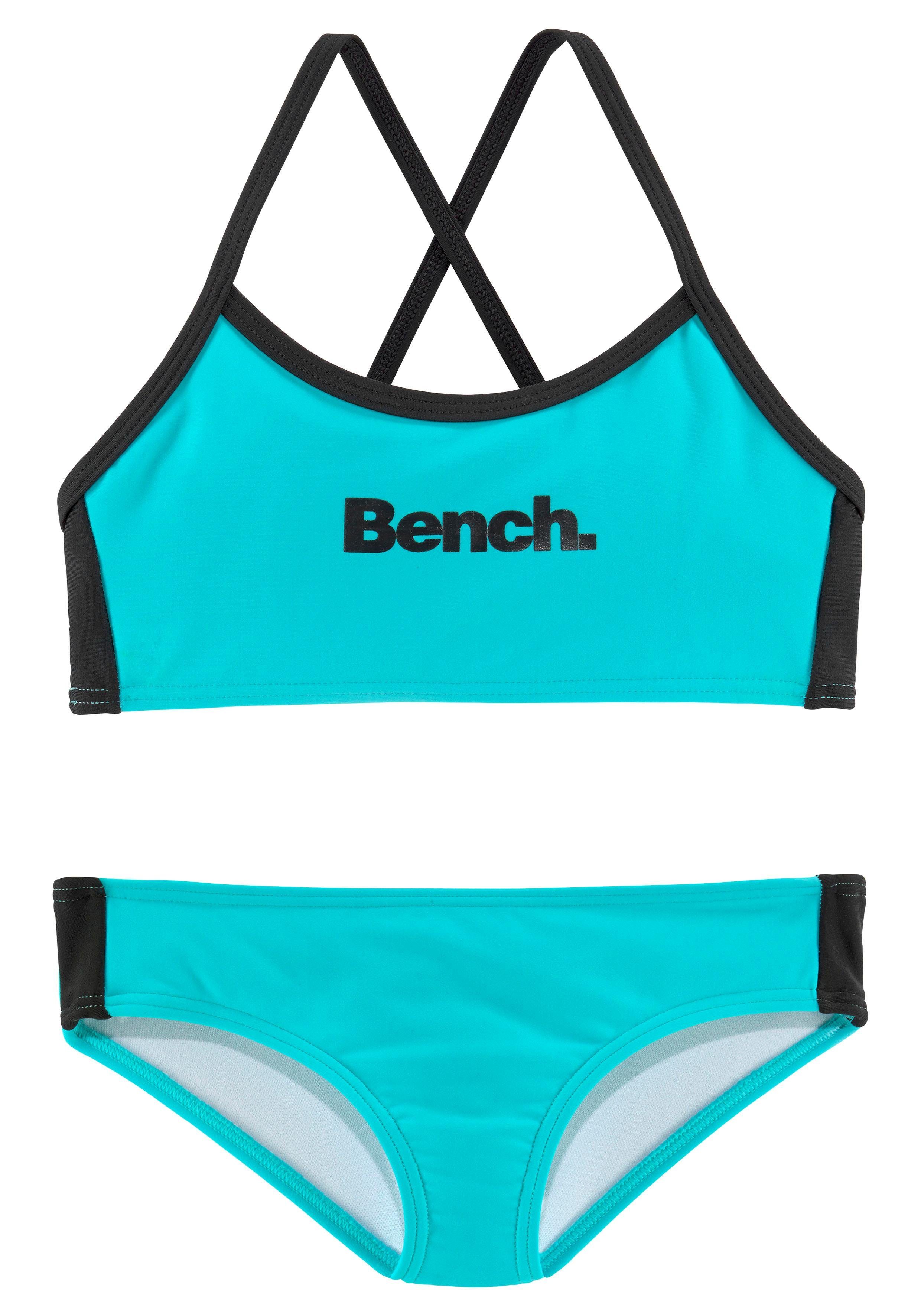 Bench. Bustier-Bikini türkis-schwarz Trägern mit gekreuzten