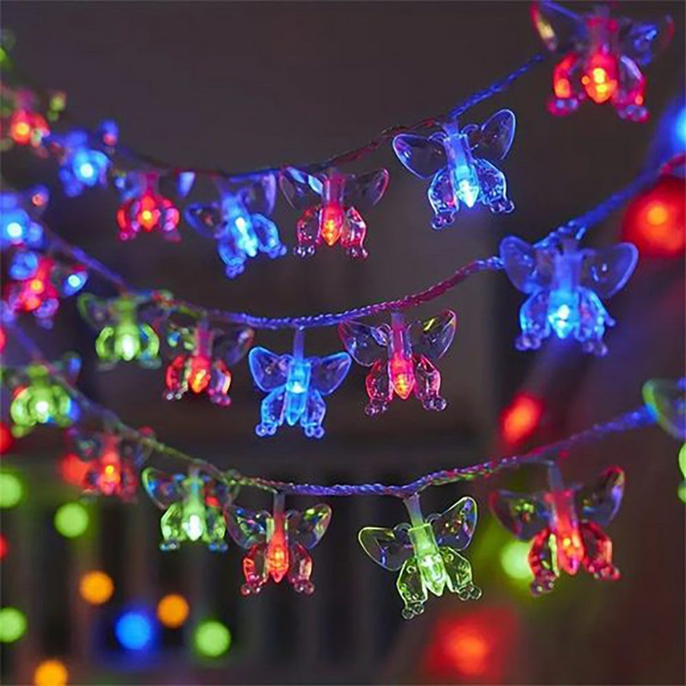 FELIXLEO Nachtlicht LED-Schmetterlings-Lichterkette Gartendekoration im Freien 1.5M