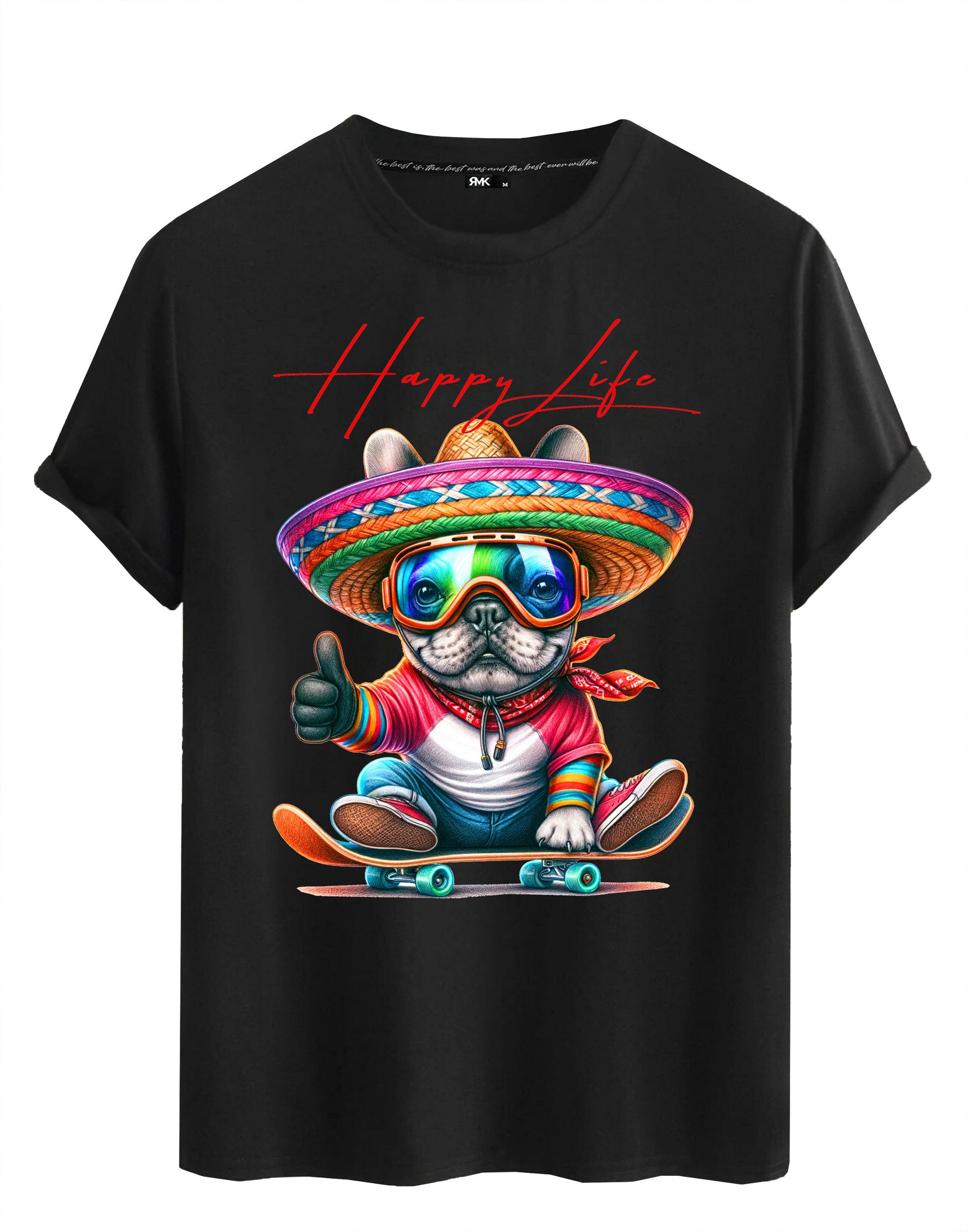 RMK T-Shirt Herren kurzarm Shirt Basic Rundhals Ausschnitt Skater aus Baumw günstig online kaufen