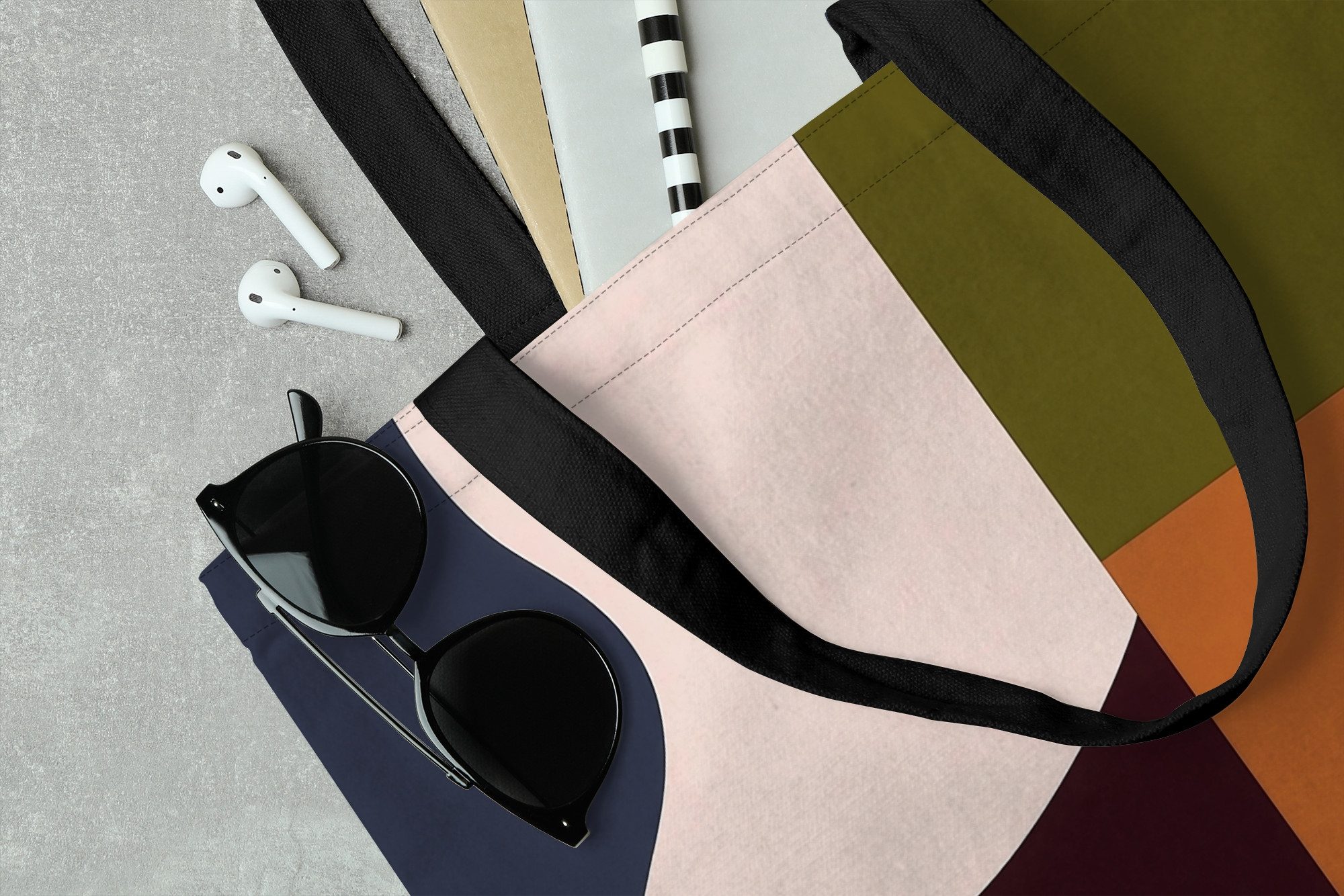 MuchoWow Shopper Formen - Abstrakt - Farben - Quadratisch, Handtasche, Damen und Herren, Schultertasche, Umhängetasche, Tote Bag