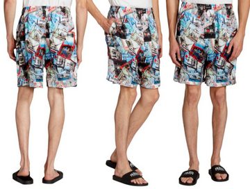Balenciaga Shorts BALENCIAGA Allover Cities Silk Postcard Dubai Seiden-Shorts Lounge Hos