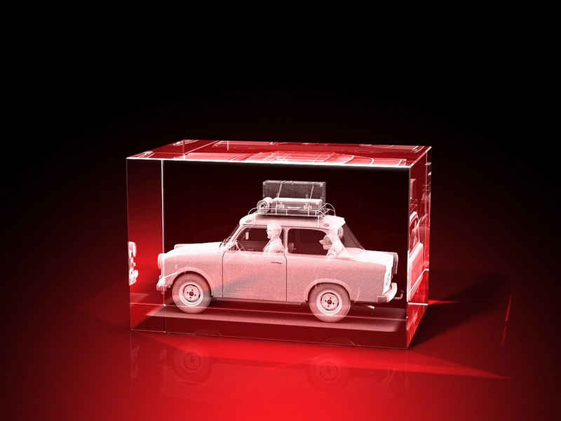 GLASFOTO.COM Dekofigur Trabant 601 - Ungarnurlaub - Quader