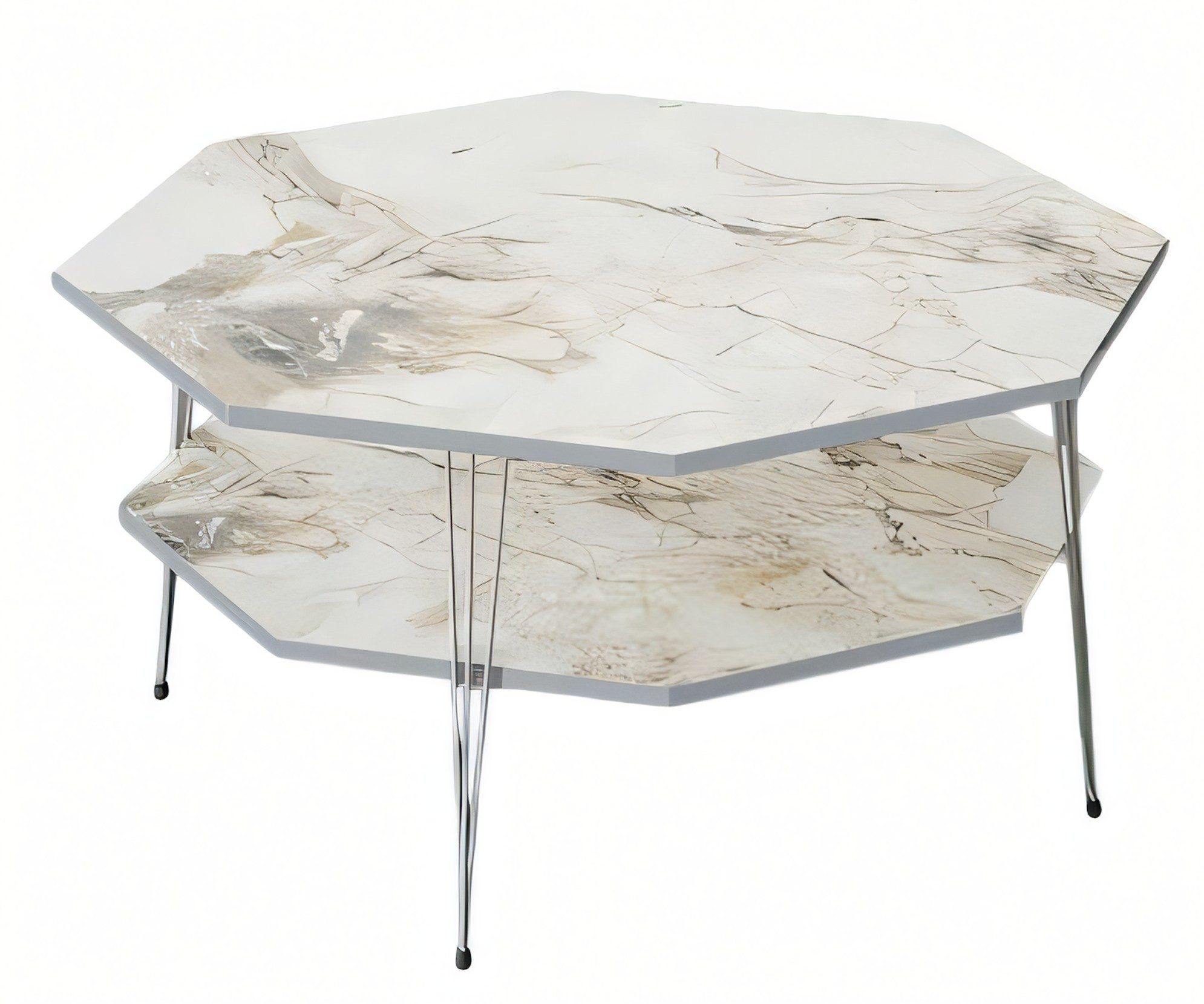 Xlmoebel Couchtisch Mehrfarbiger Holz-Couchtisch in achteckiger Form von XLMOEBEL (Packung, Achteckiger Couchtisch), Made in Europa