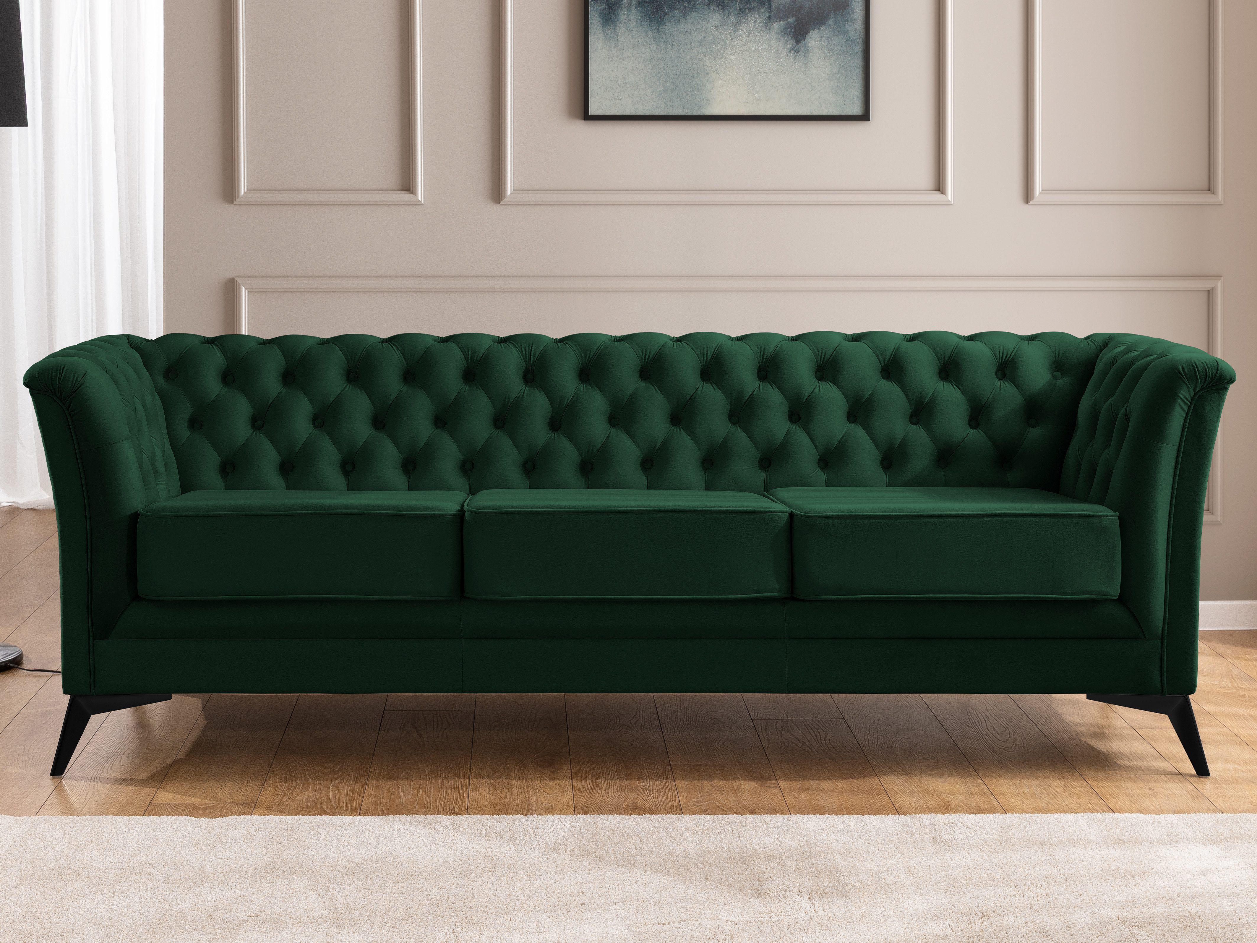 S-Style Möbel Chesterfield-Sofa Whitby, 3-Sitzer aus Samt mit goldenen, sil günstig online kaufen