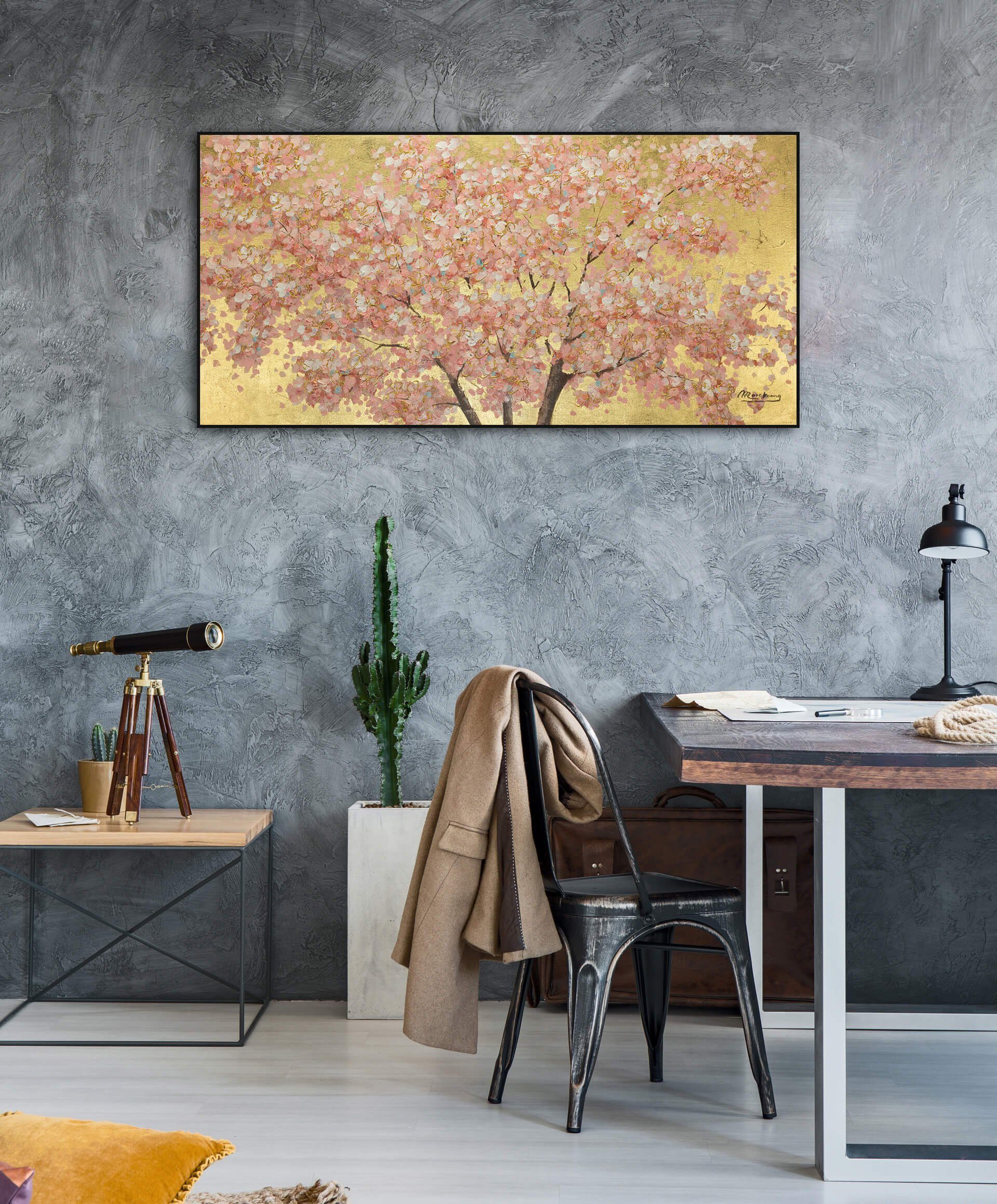 KUNSTLOFT Gemälde Erster 120x60 cm, 100% Wohnzimmer Blumenduft HANDGEMALT Wandbild Leinwandbild