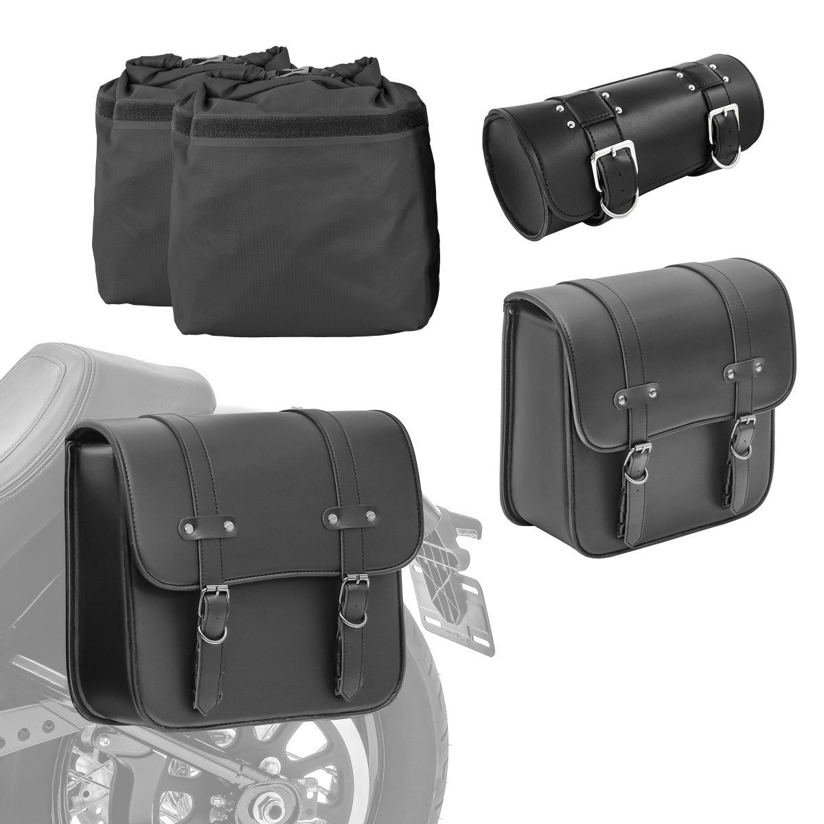 Craftride Satteltasche 2 x Satteltasche+ Werkzeugrolle TR für Triumph Bonneville T120 / T100