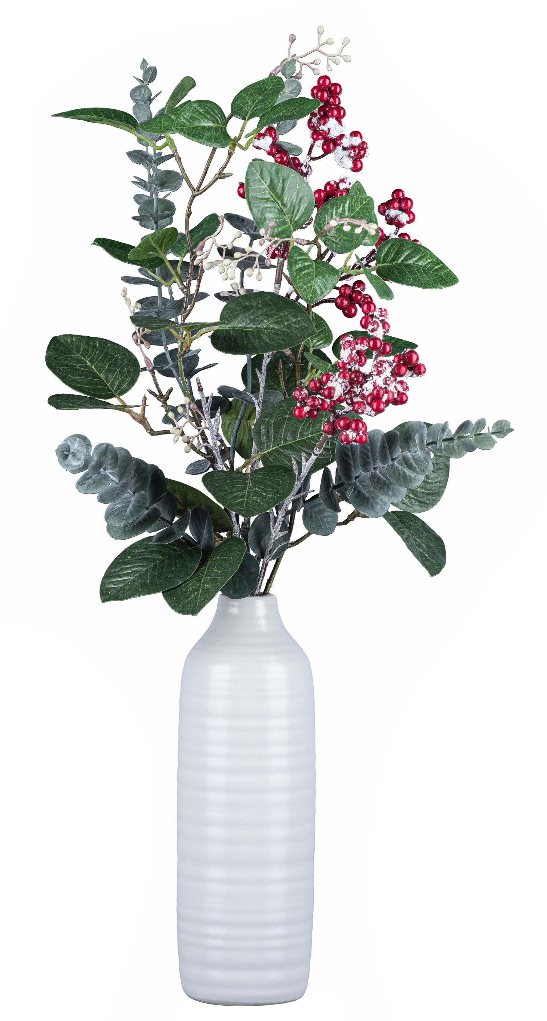 Weihnachtsdeko 1 (Set, Creativ Vase, St., wirkendem mit natürlich Dekovase 2 deco Beeren-Bouquet 1 Bouquet),