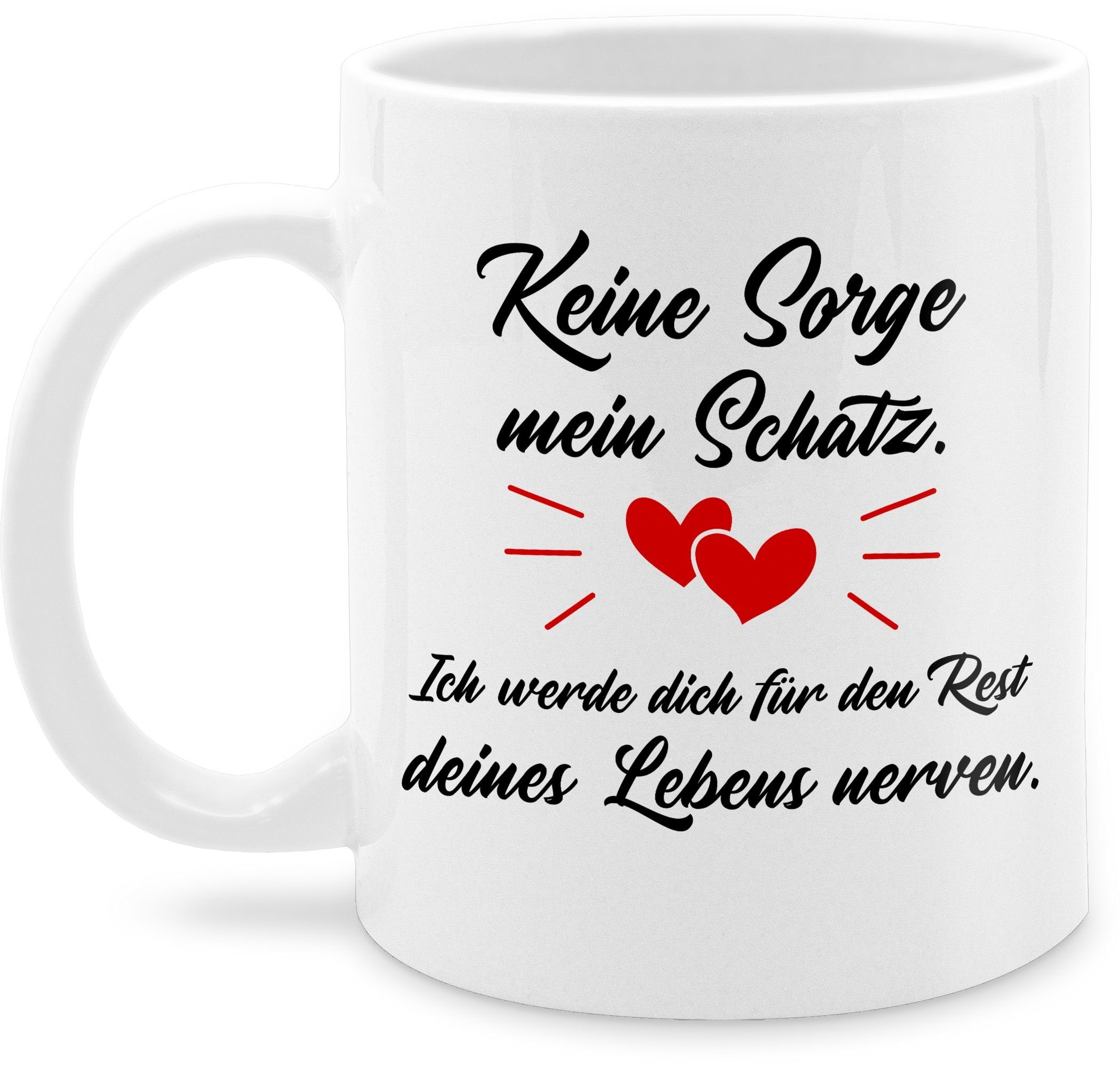 Shirtracer Tasse Sprüche 3 Partner Jahrestag Geschenk Valentinstag Spruch Weiß Sie Ihn Keramik, Pärchen für Frauen Männ, Liebe