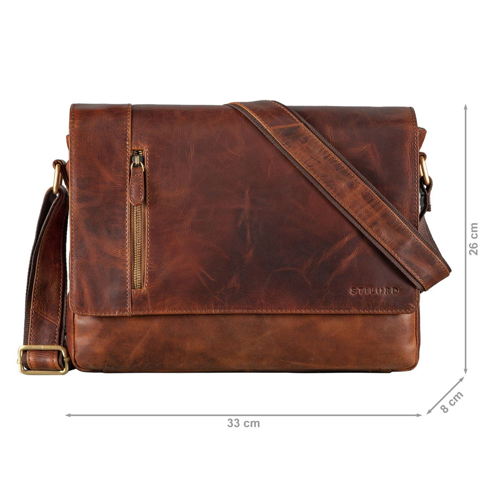 STILORD Schultertasche "Davis" Messenger Bag Leder 13 Zoll Umhängetasche Echtleder