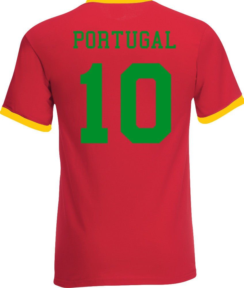 T-Shirt T-Shirt Youth trendigem Trikot Motiv Herren Fußball Portugal im Look mit Designz