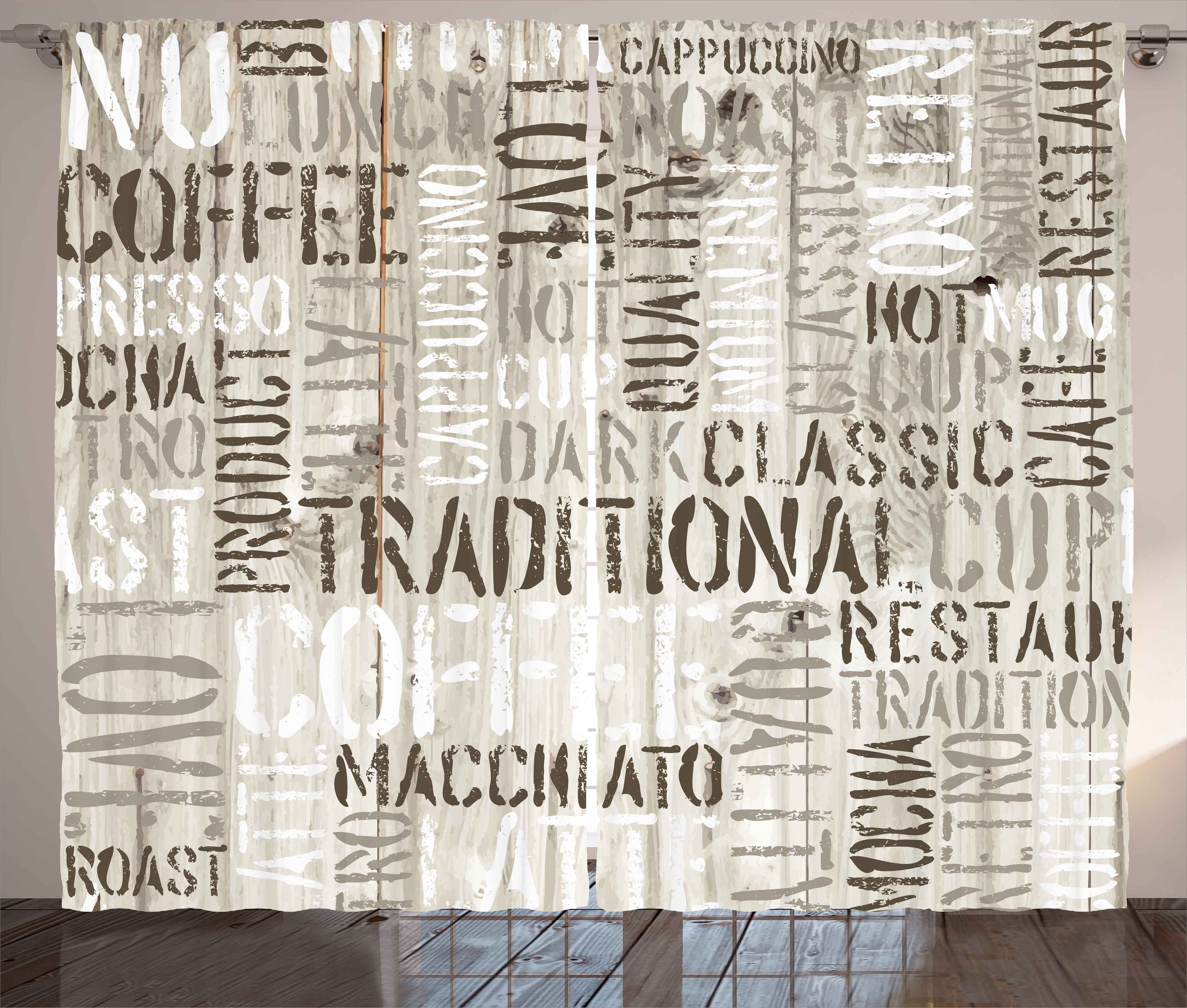 Gardine Schlafzimmer Kräuselband Vorhang mit Schlaufen und Haken, Abakuhaus, Hölzern Kaffee-Satz Espresso