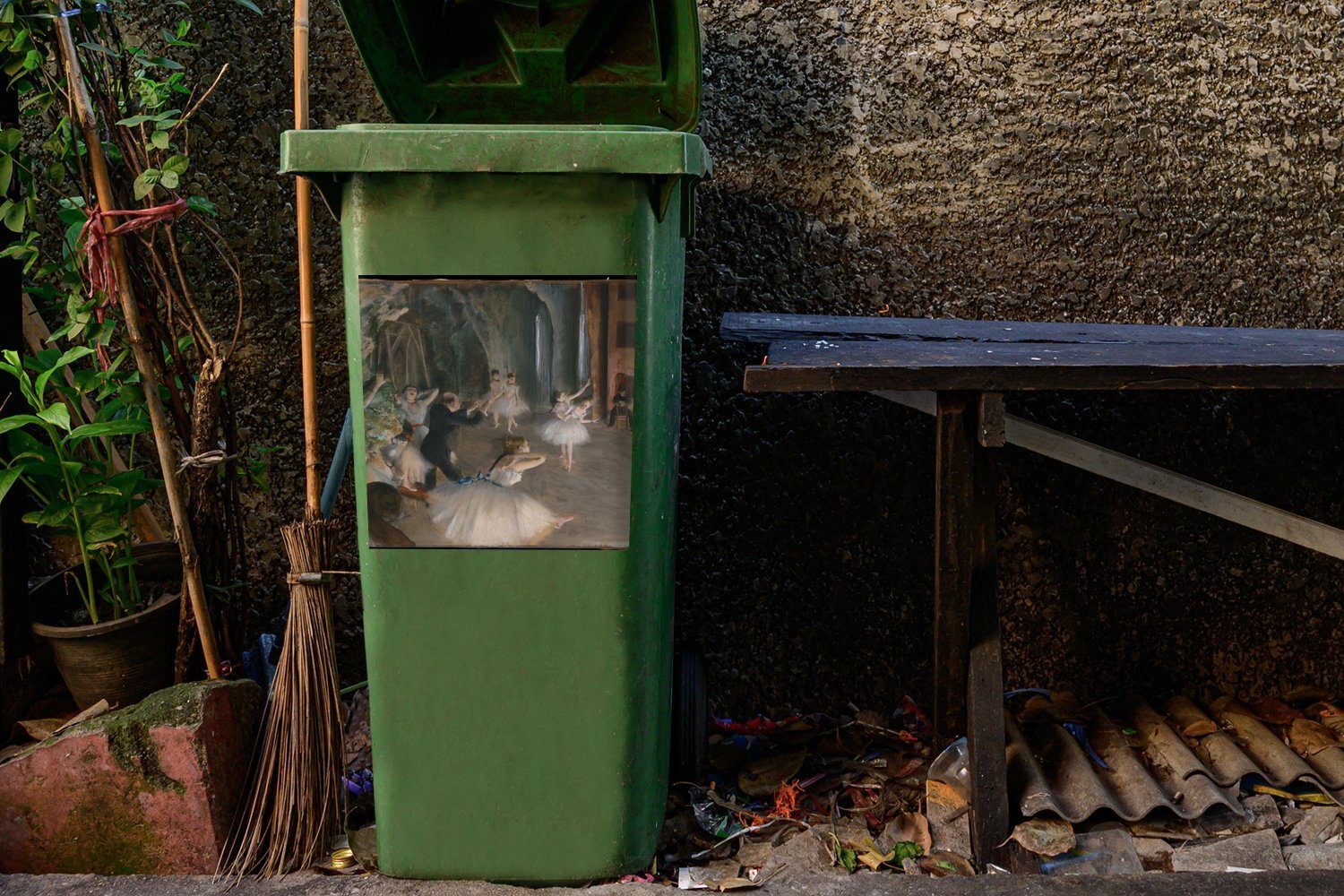 Wandsticker von (1 Sticker, Degas Edgar Die Balletts Gemälde - des St), Mülleimer-aufkleber, Mülltonne, auf Probe Container, MuchoWow Abfalbehälter Bühne der