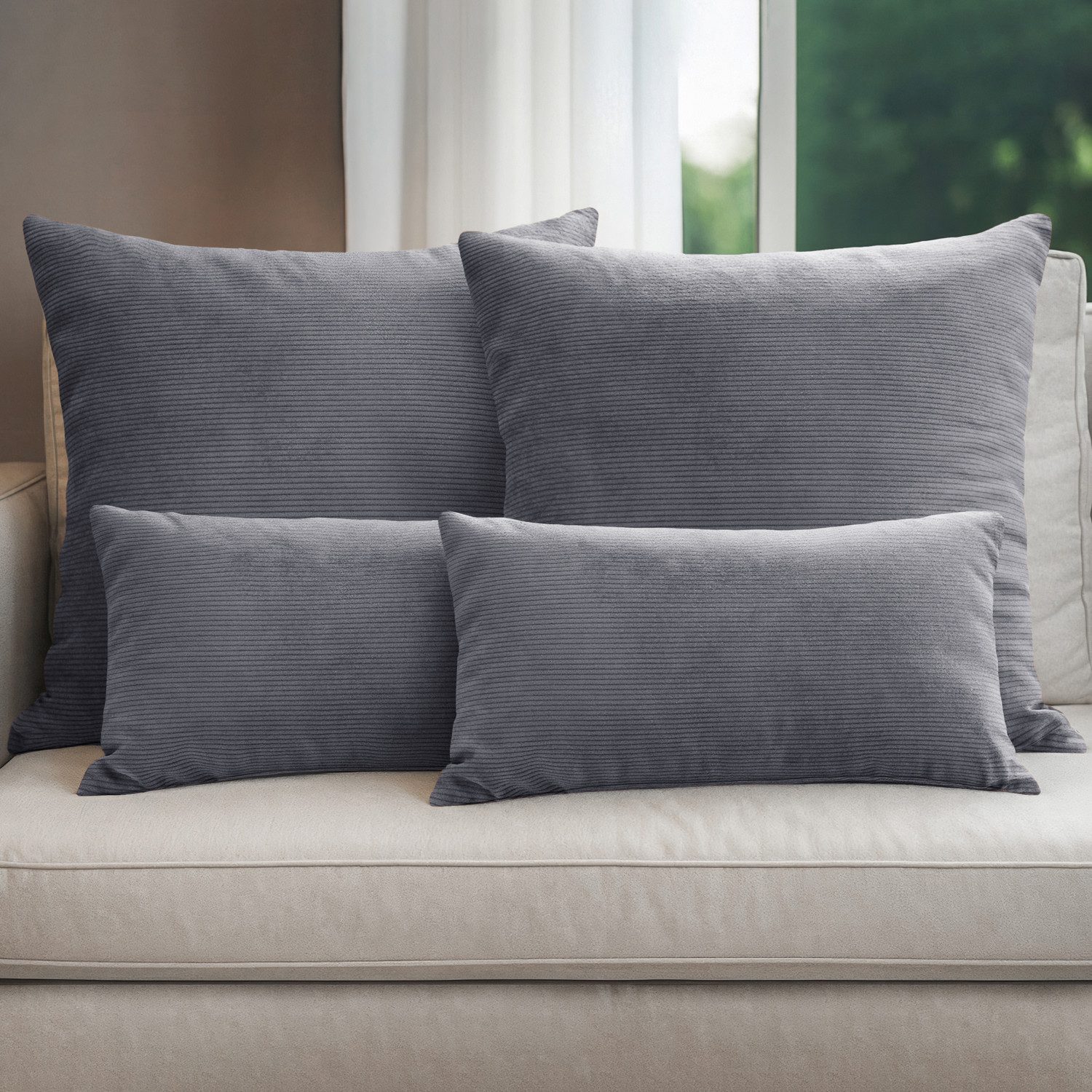 Selfitex Dekokissen 4er Set Cord Kissen inkl. Füllkissen, 2x 50x50 & 2x 30x günstig online kaufen