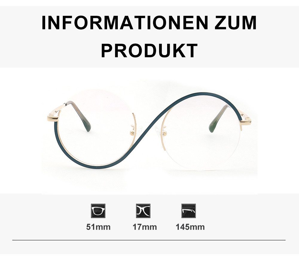 PACIEA Brille Ohne Sehstärke Blaulichtfilter S-Form Goldene Metallbügel