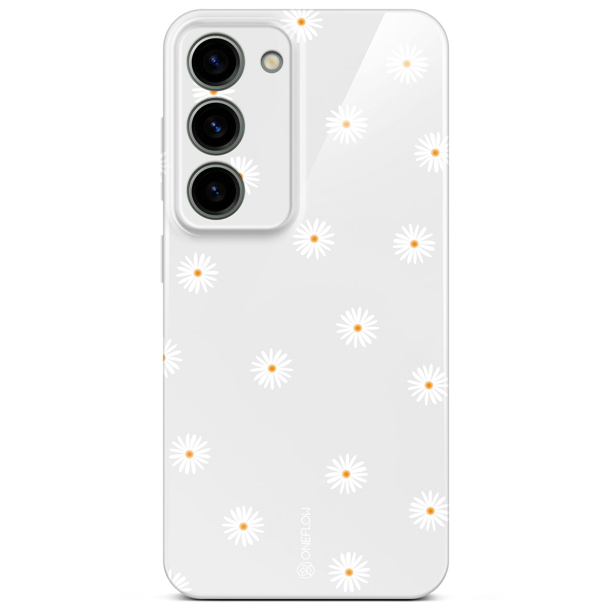 ONEFLOW Handyhülle für Samsung Galaxy S23 Splash Cover Gänseblümchen Grau 6,1 Zoll, Hülle mit Design Muster Designer Case Kameraschutz Handy Schutzhülle