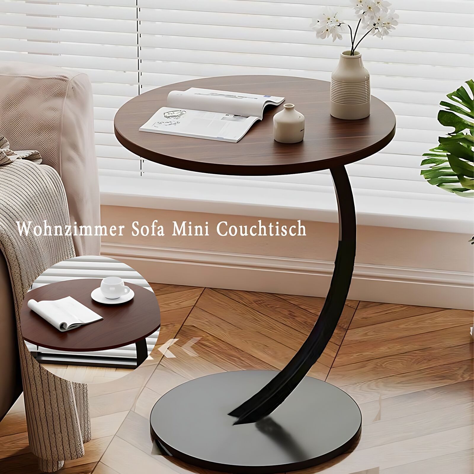 Beistelltisch Beistelltisch C-Form Kaffeetisch, Laptoptisch, Sofatisch, Couchtisch