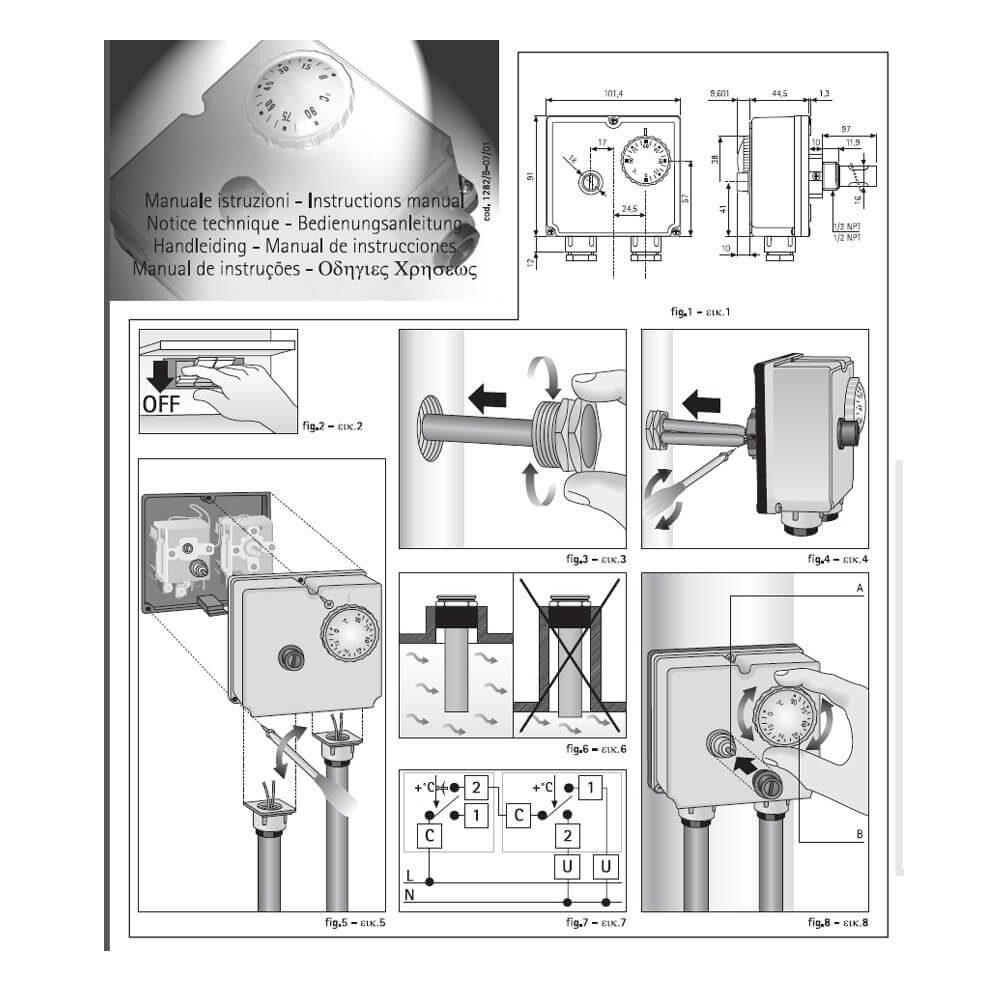 Caleffi Heizkörperthermostat Tauchthermostat doppelt IP43 1/2" Zoll Temperaturregler