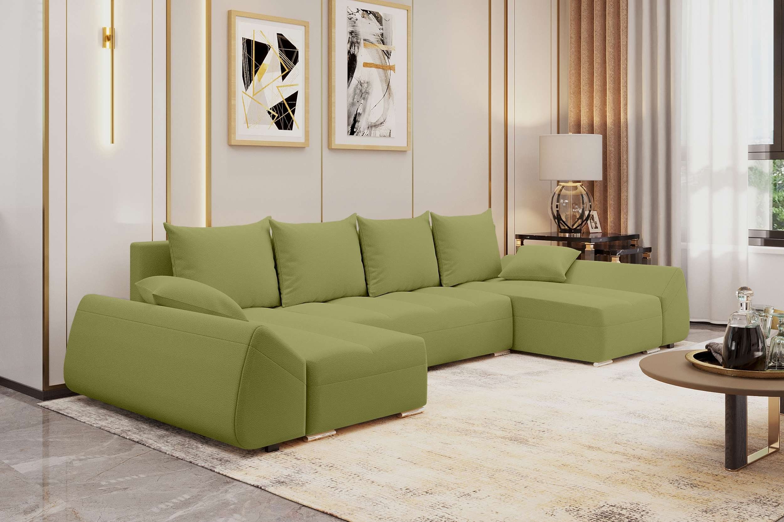 Stylefy Wohnlandschaft Sitzkomfort, U-Form, Eckcouch, Design mit mit Sofa, Modern Madeira, Bettfunktion, Bettkasten