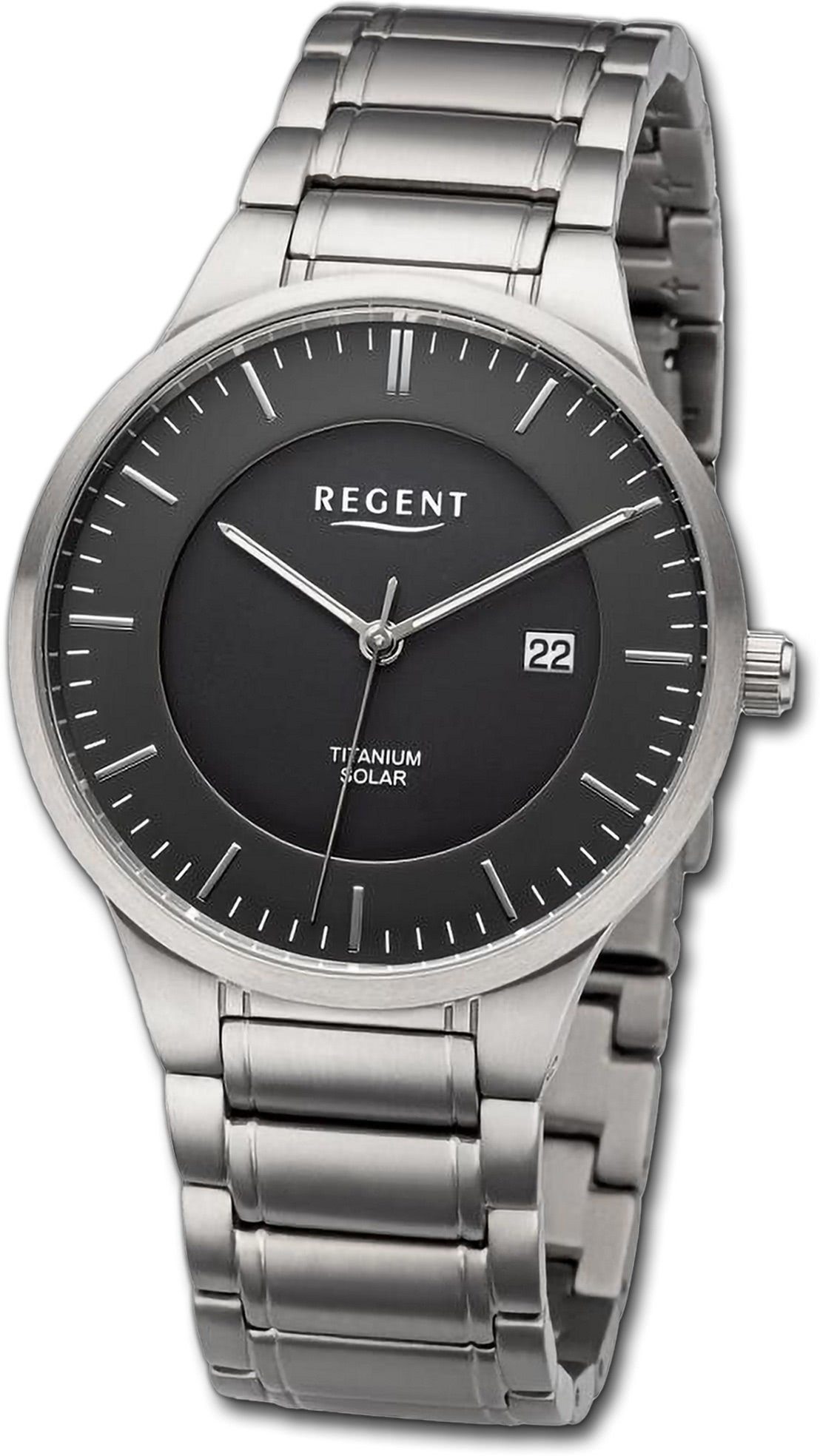Analog, Metallarmband groß 40mm) Regent Armbanduhr Herrenuhr rundes Herren (ca. silber, Gehäuse, Regent extra Quarzuhr