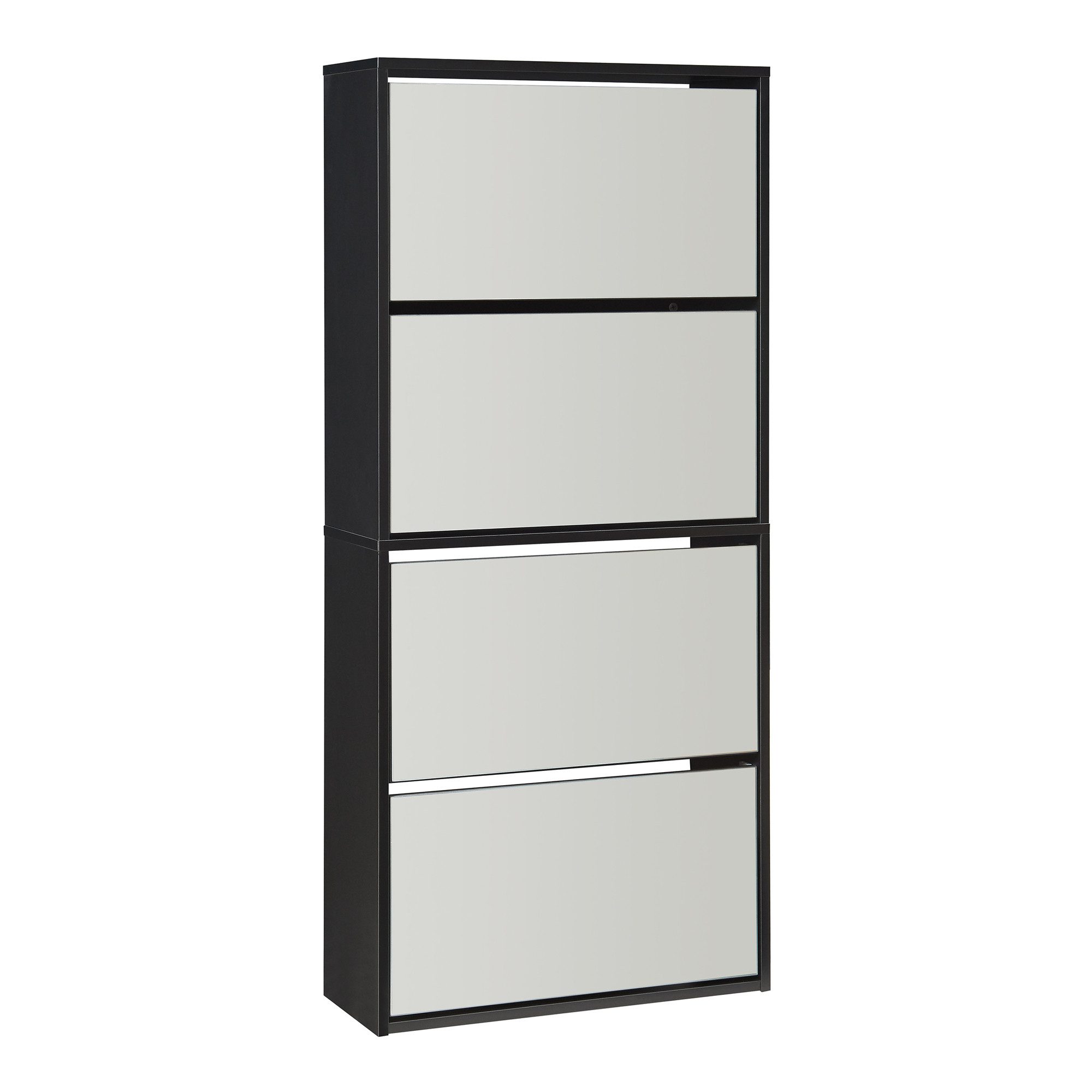 en.casa Schuhkipper, »Lund« mit 4 verspiegelten Klappen Schwarz günstig online kaufen